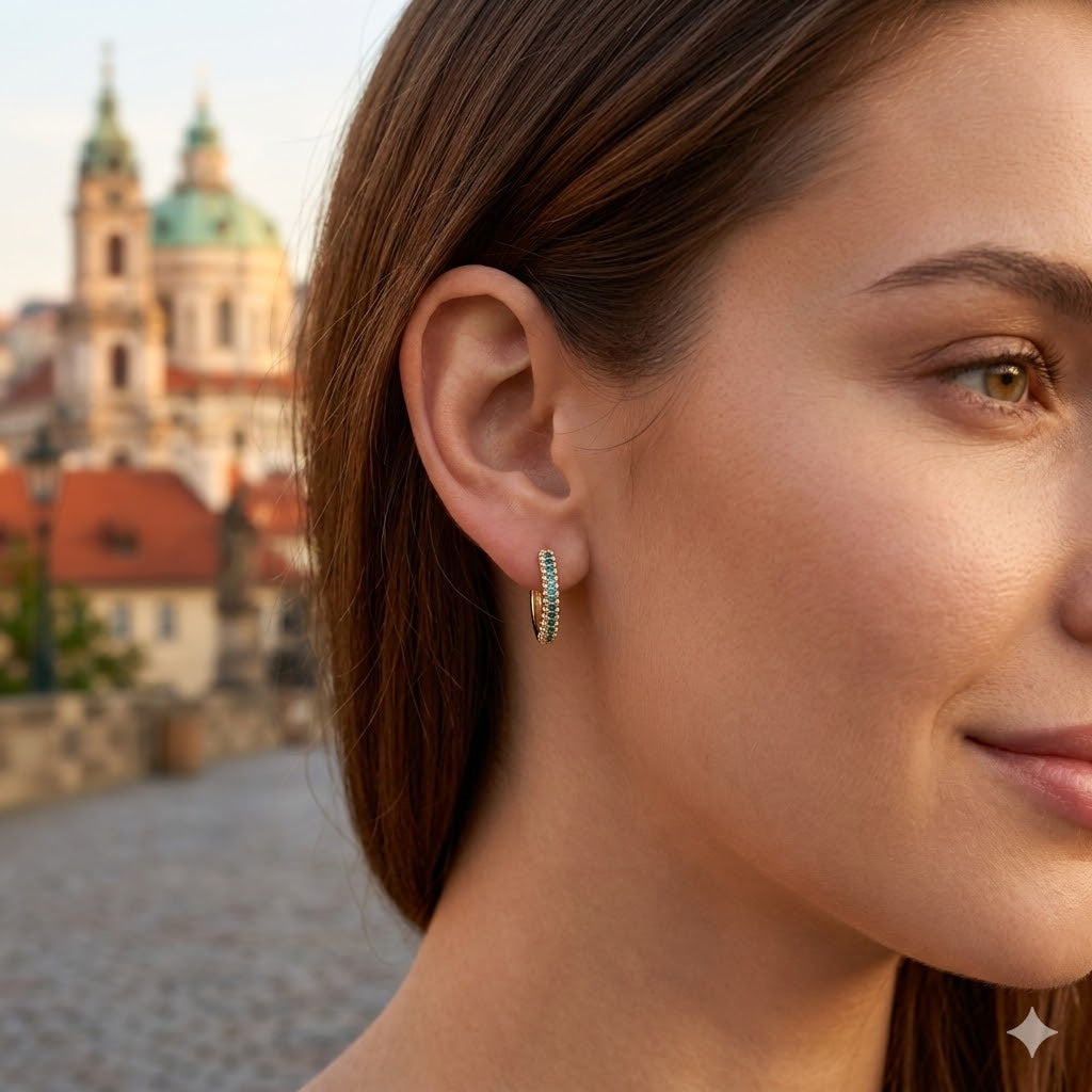 Gold Filled Oro Laminado Gemini Heart Huggie Earrings