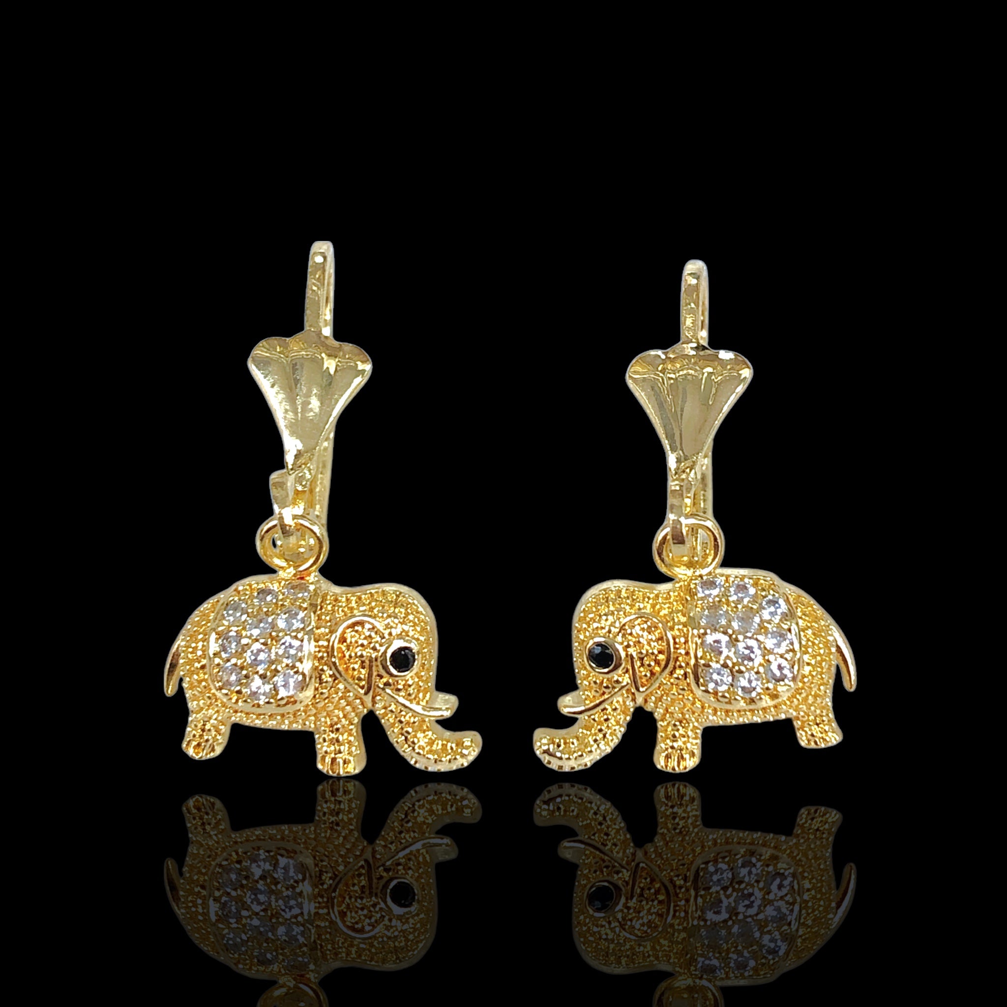 Gold Filled Oro Laminado Gemstone Elephant Dangle Earrings