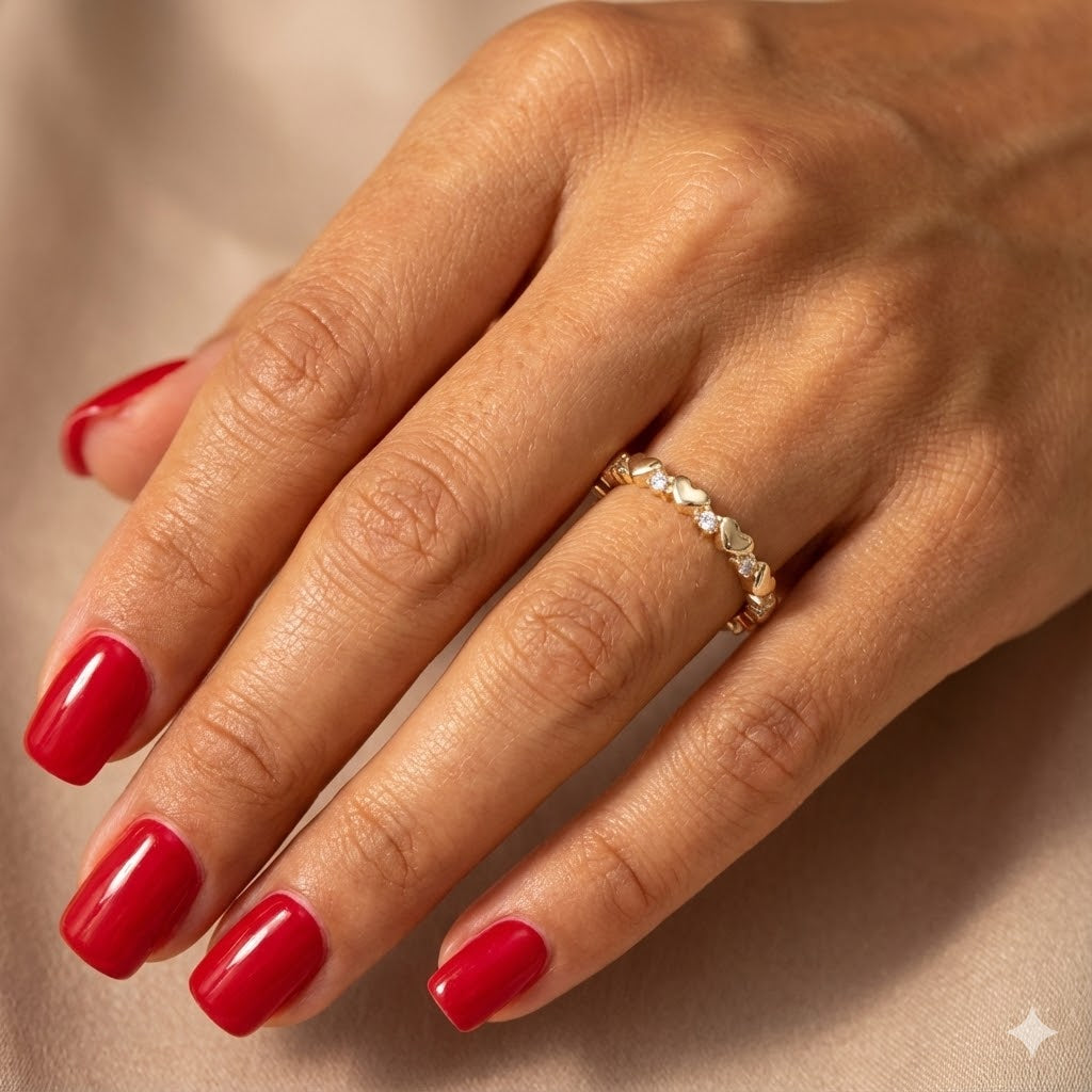 Gold Filled Oro Laminado Geneva Heart Eternity CZ Ring