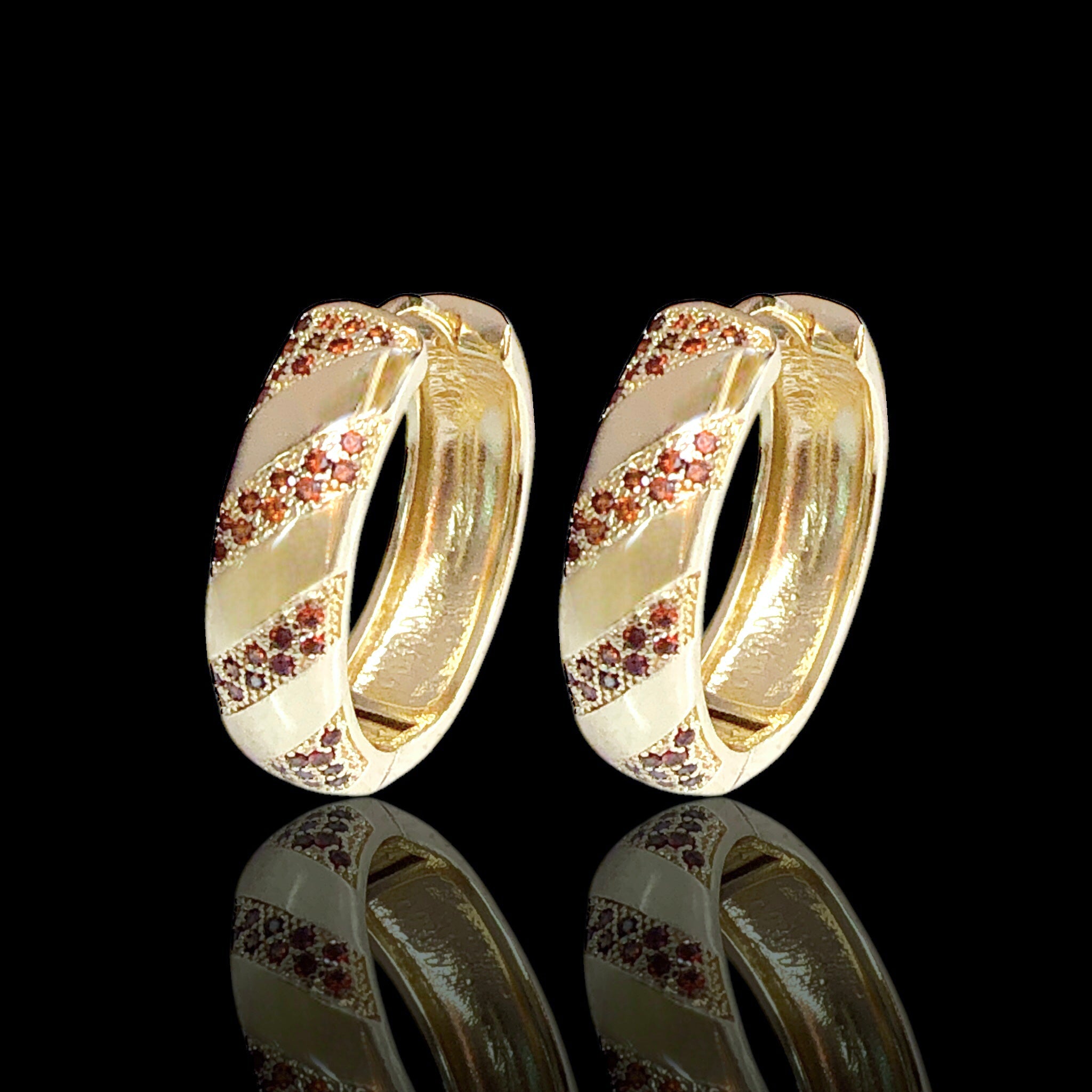 Gold Filled Oro Laminado Geneva Spiral Zirconia Earrings