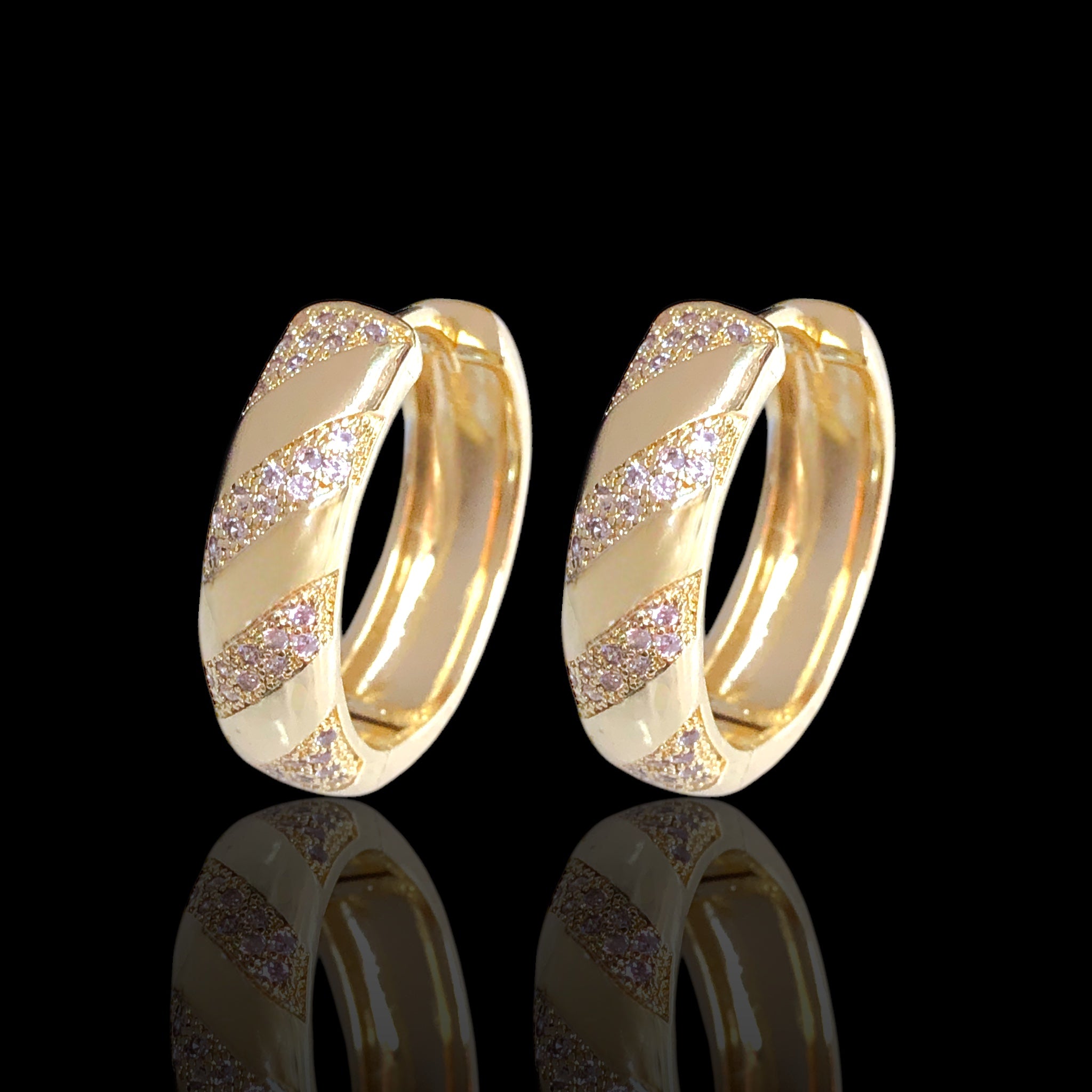 Gold Filled Oro Laminado Geneva Spiral Zirconia Earrings