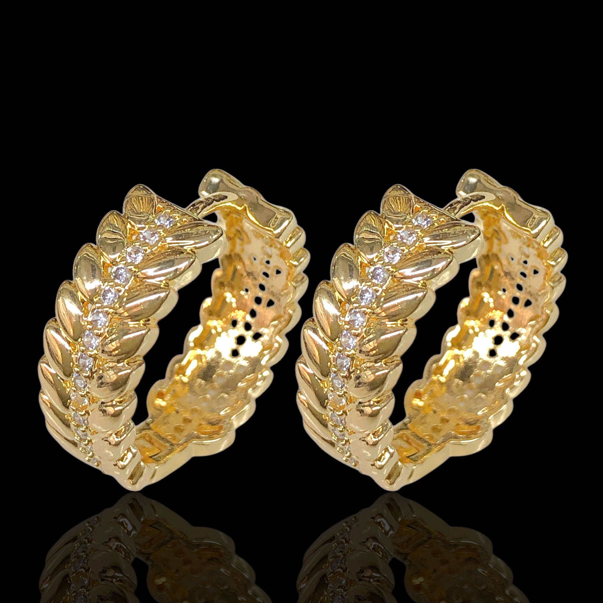 Gold Filled Oro Laminado Gilded Summer Ivy Leaf Earrings