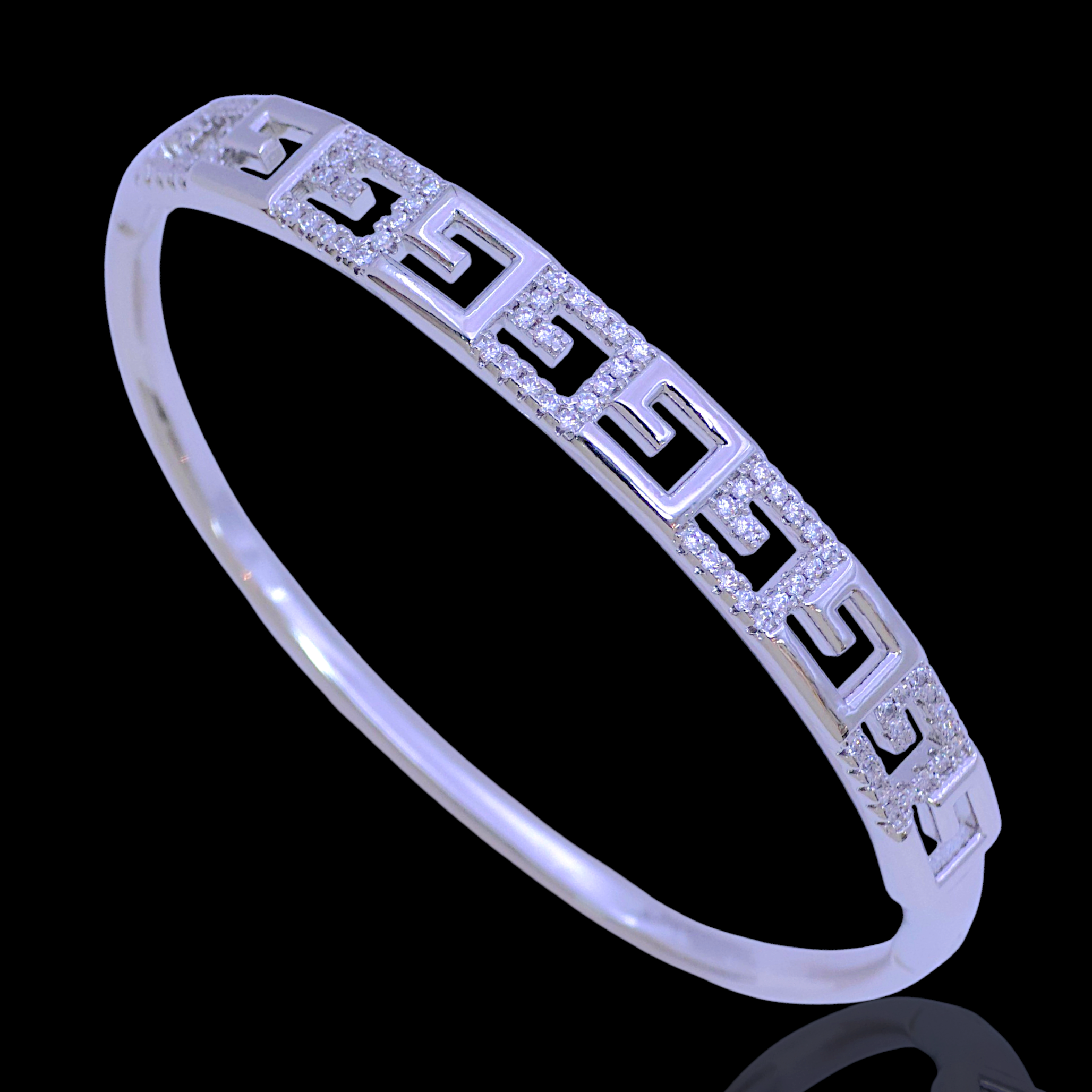 Gold Filled Oro Laminado Greek Athena Zirconia Bangle