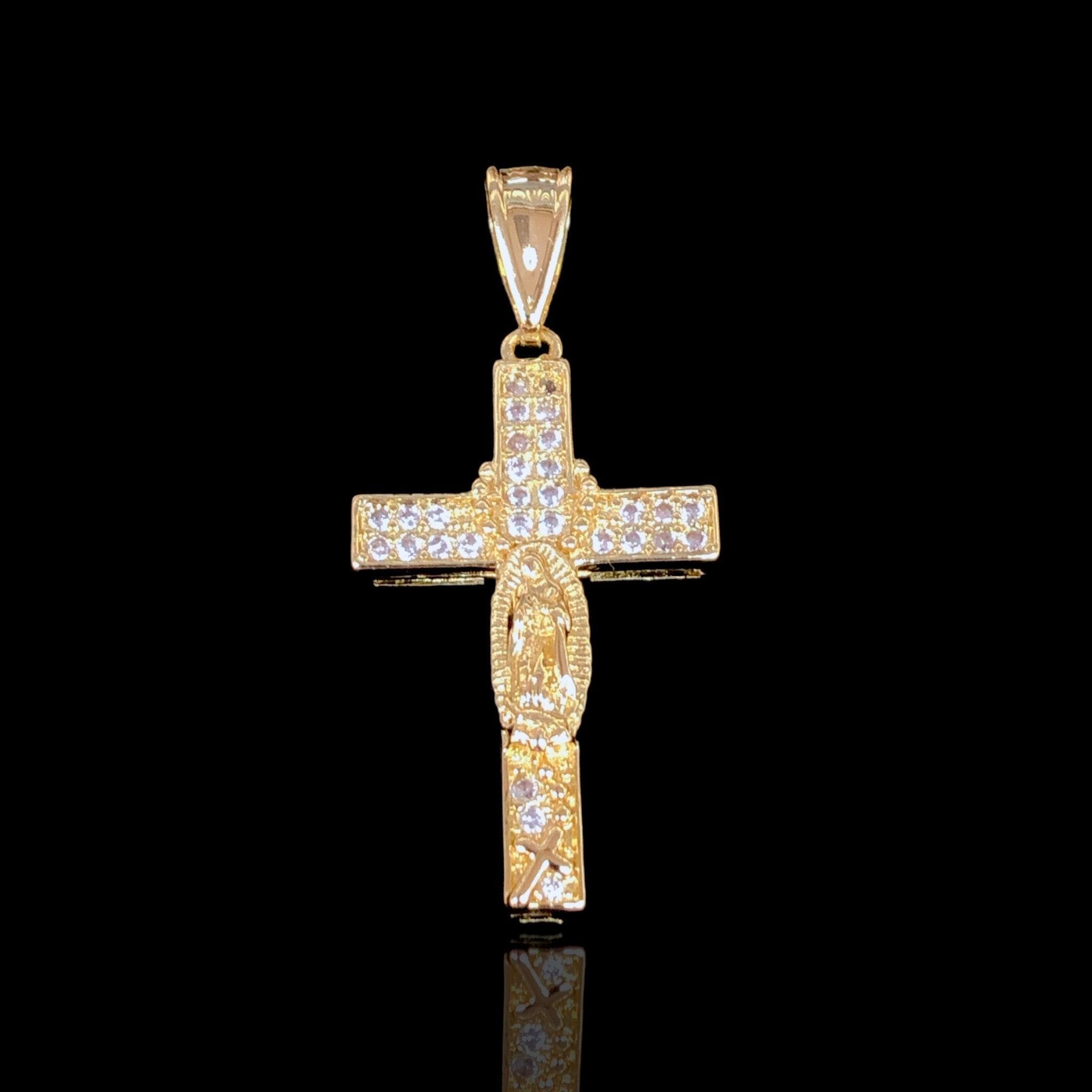 Gold Filled Oro Laminado Guadalupe Cross CZ Pendant
