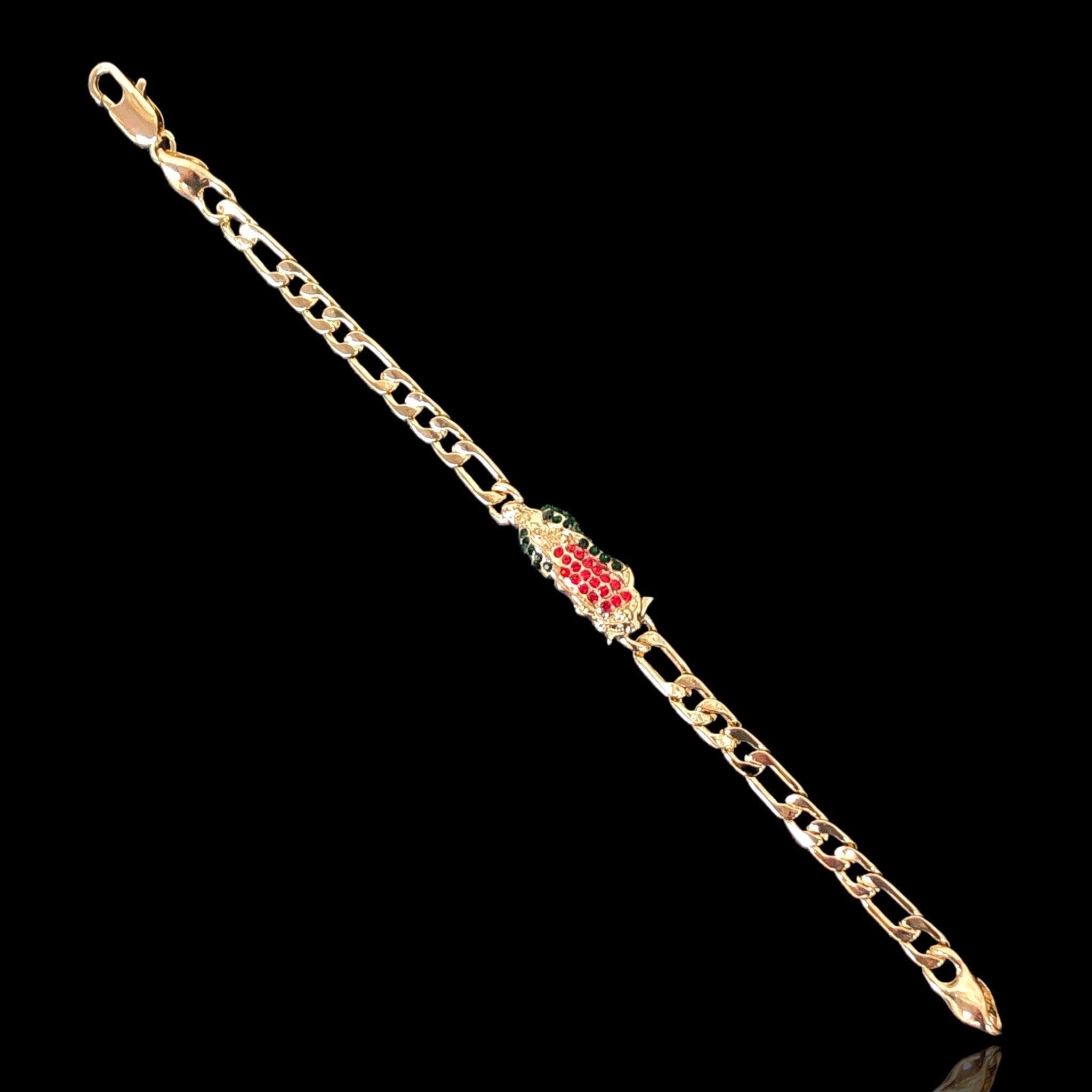 Gold Filled Oro Laminado Guadalupe Figaro Chain Bracelet