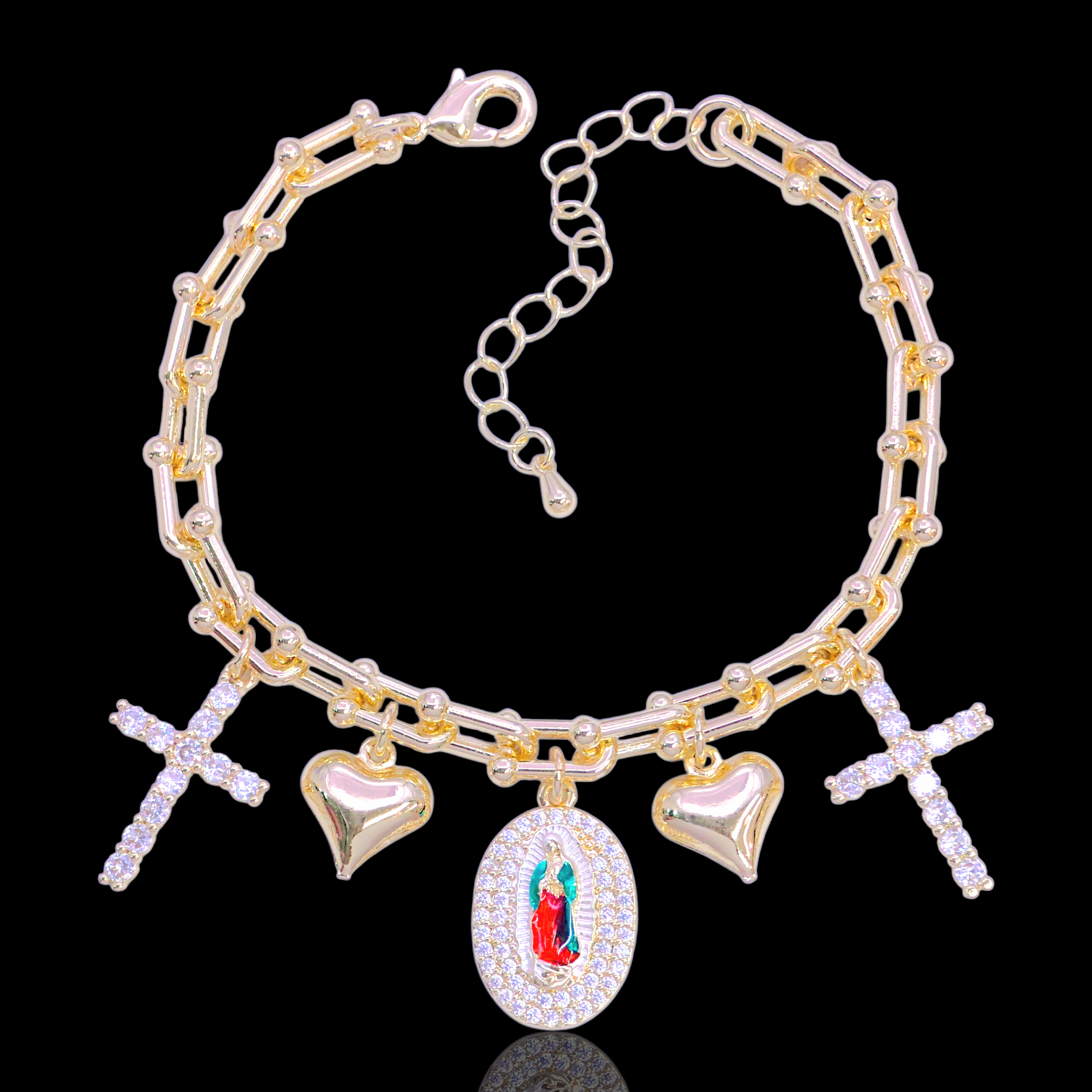 Gold Filled Oro Laminado Guadalupe Virgin Mary Ulink Bracelet
