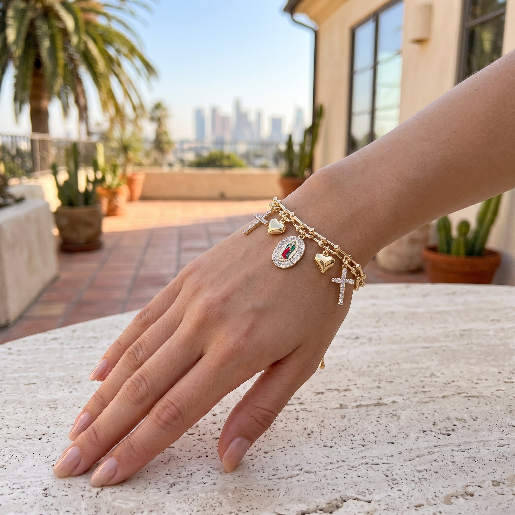 Gold Filled Oro Laminado Guadalupe Virgin Mary Ulink Bracelet
