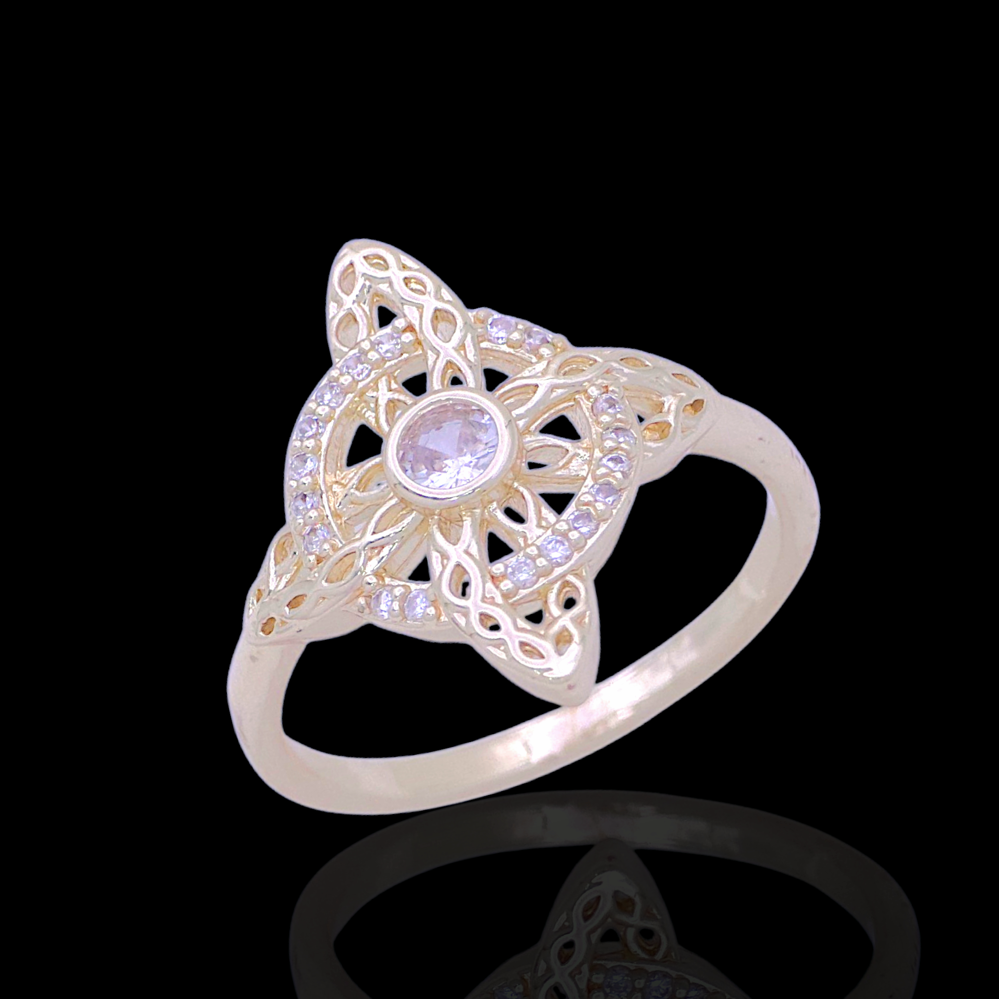Gold Filled Oro Laminado Hexefus Witch's Knot Signet Ring
