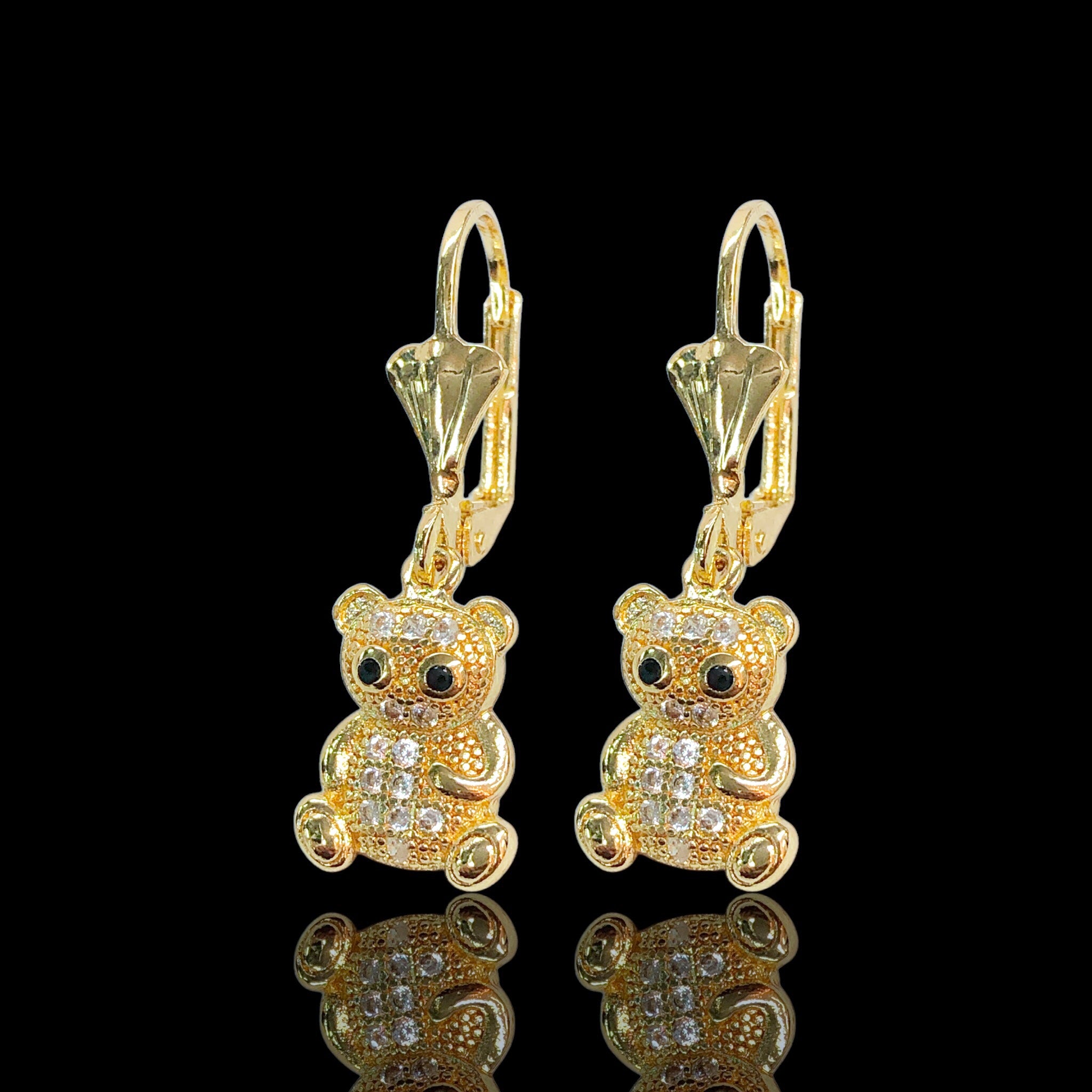 Gold Filled Oro Laminado Honey Bear Dangle Earrings