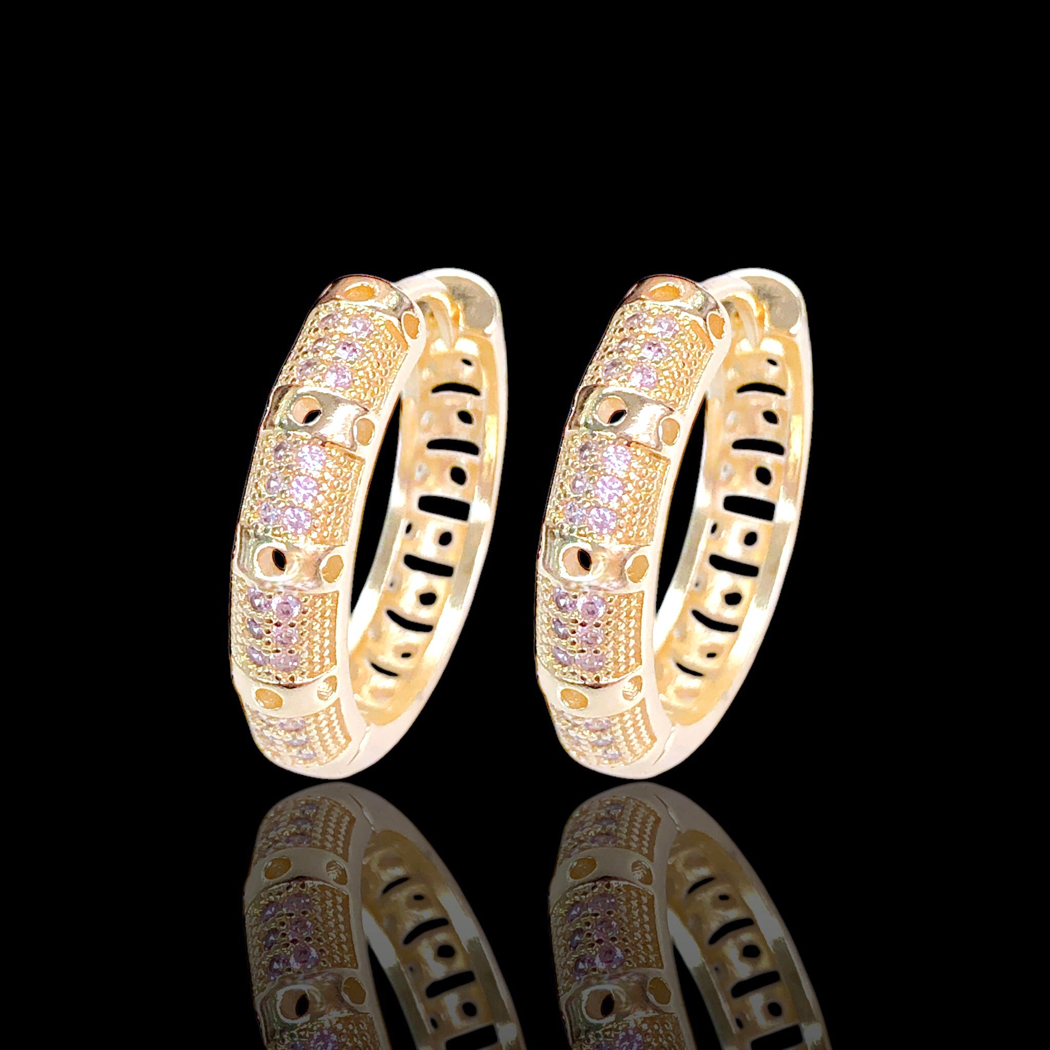 Gold Filled Oro Laminado Icelandic Queen Zirconia Earrings