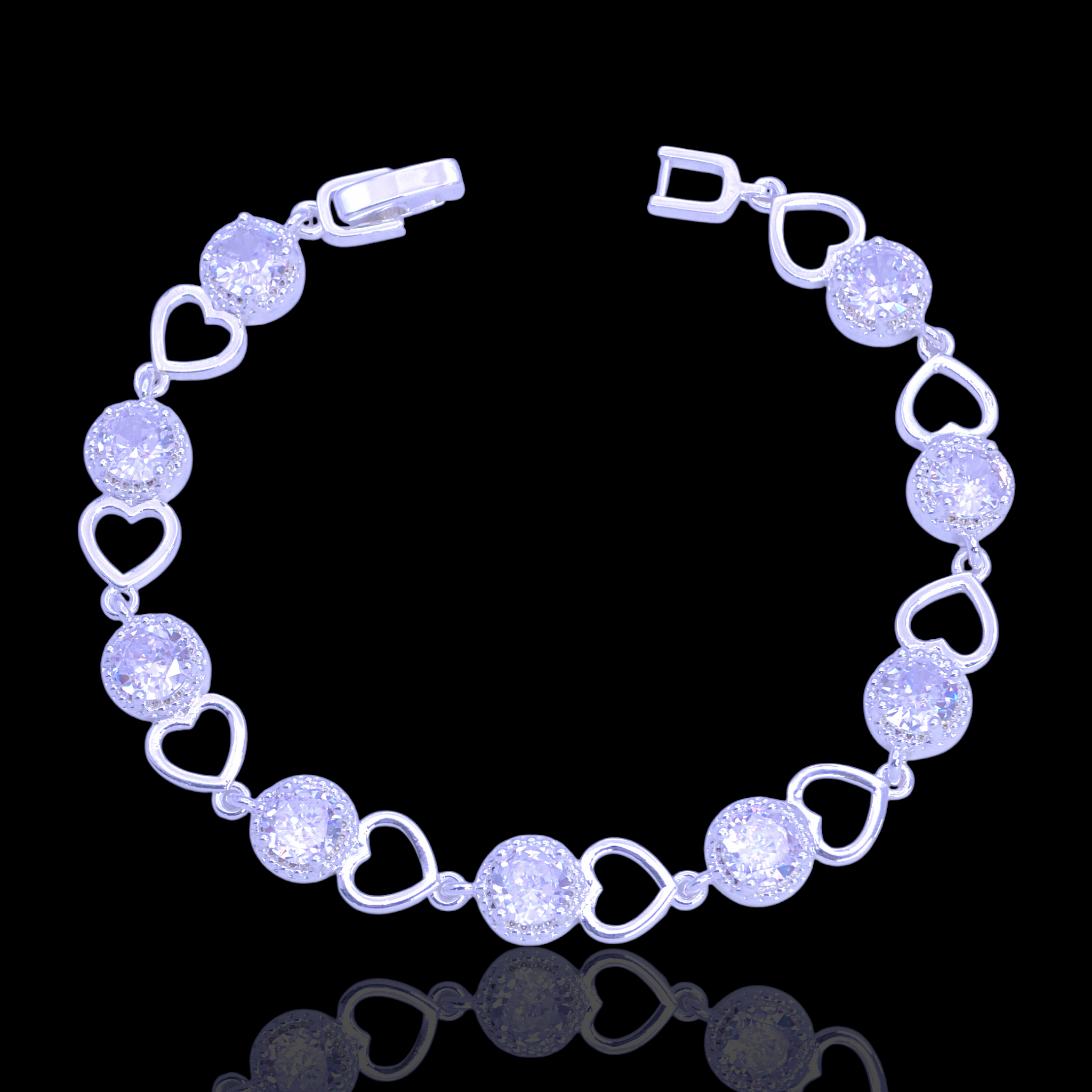 Gold Filled Oro Laminado Infinite Sparkle Heart CZ Bracelet