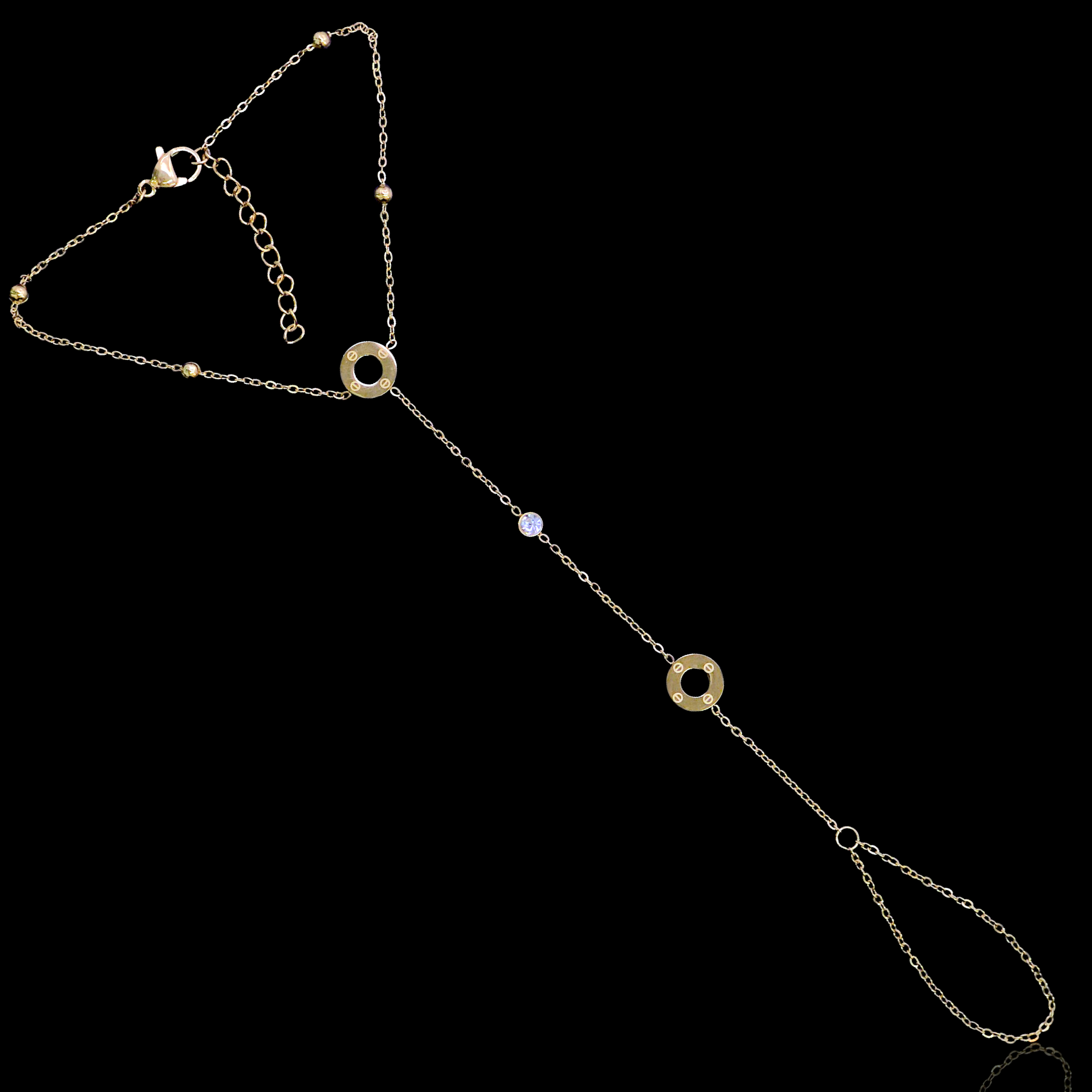 Gold Filled Oro Laminado Karma Circle Hand Chain Bracelet