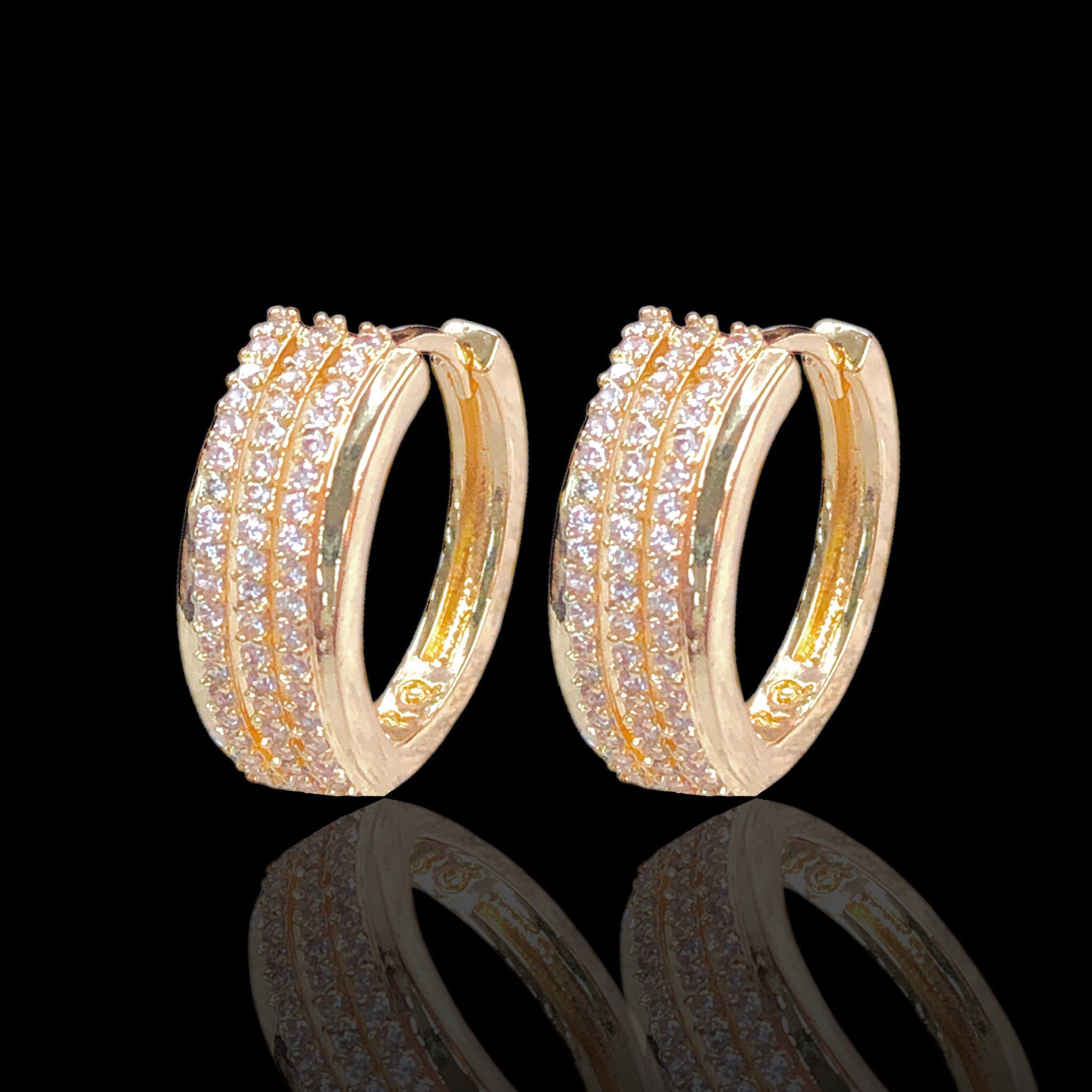 Gold Filled Oro Laminado Linear Luxe Zirconia Earrings