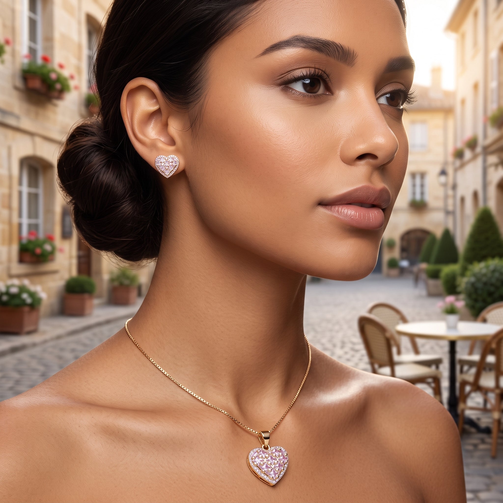 Gold Filled Oro Laminado Lovely Princess Cut Zirconia Set