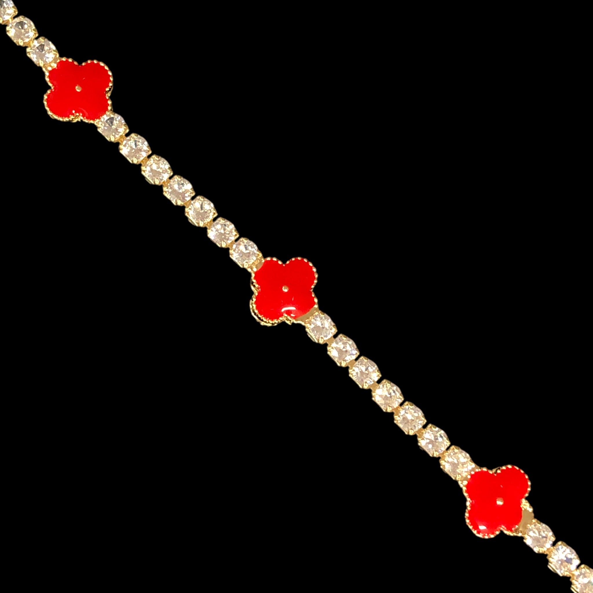 Gold Filled Oro Laminado Lucky Wild Clover CZ Bracelet