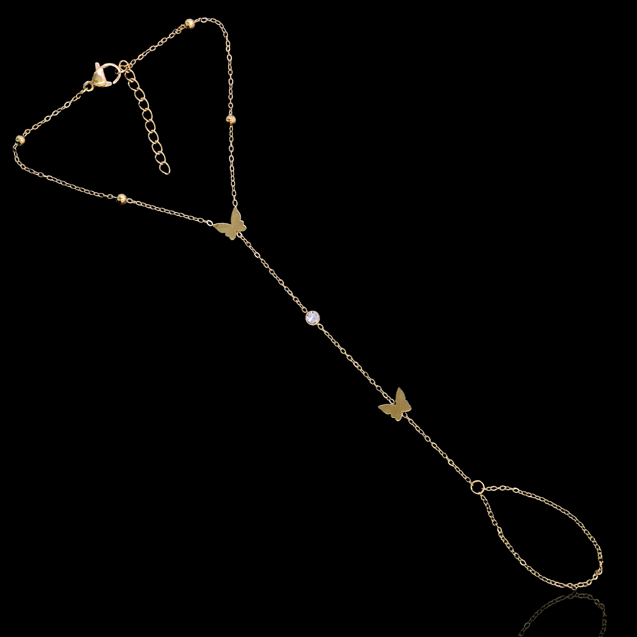 Gold Filled Oro Laminado Lux Butterfly Hand Chain Bracelet
