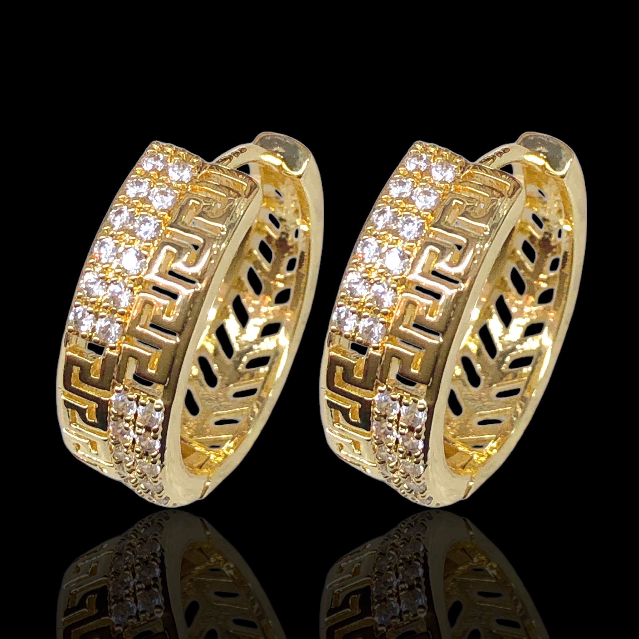Gold Filled Oro Laminado Lux Romana Hoop Earrings