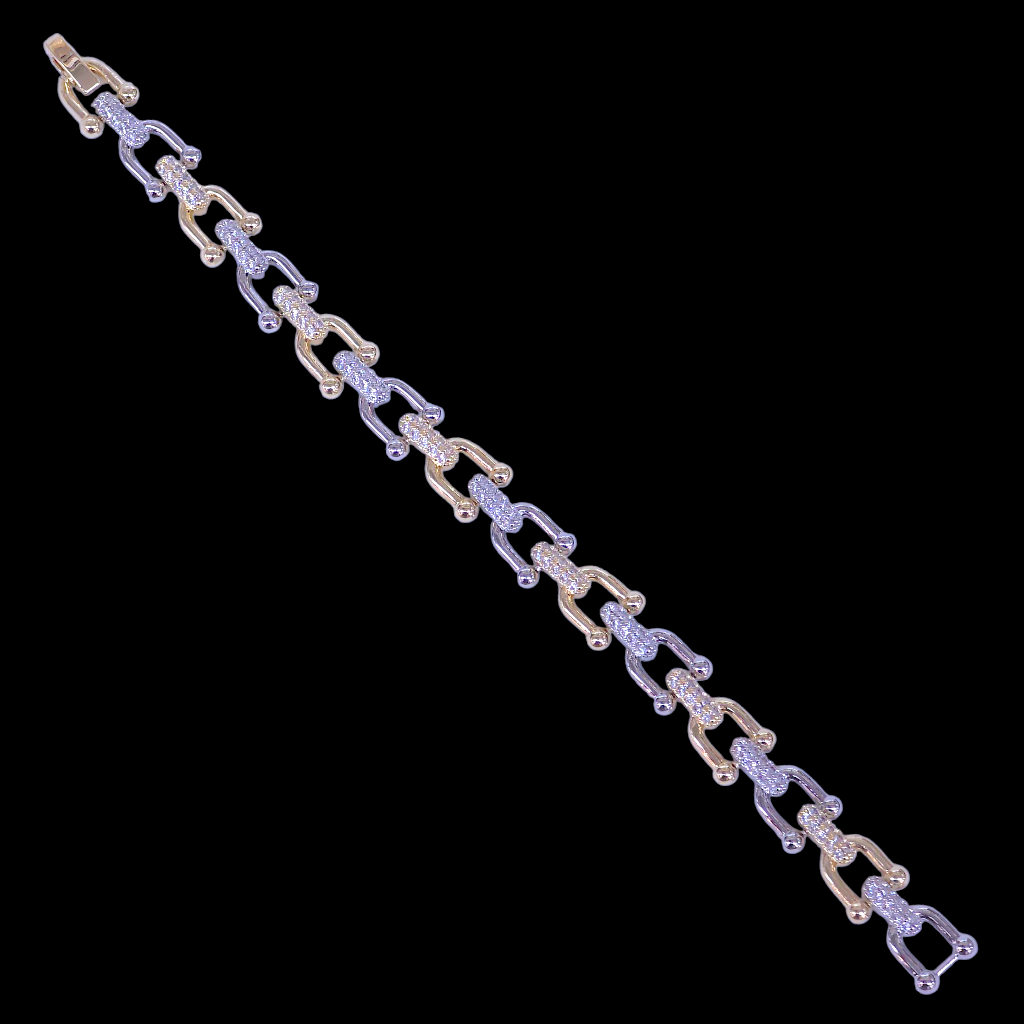Gold Filled Oro Laminado Lux Zirconia U-Link Bracelet