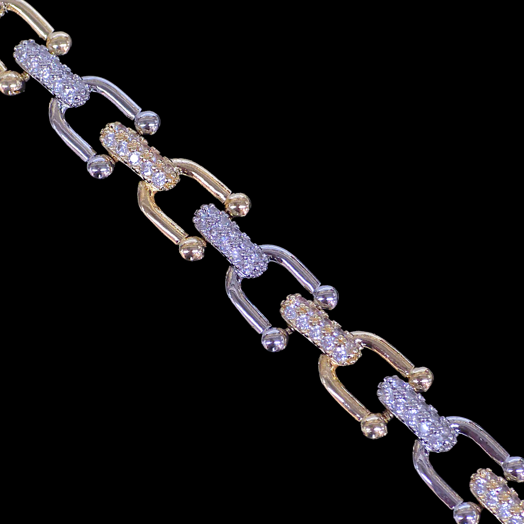 Gold Filled Oro Laminado Lux Zirconia U-Link Bracelet