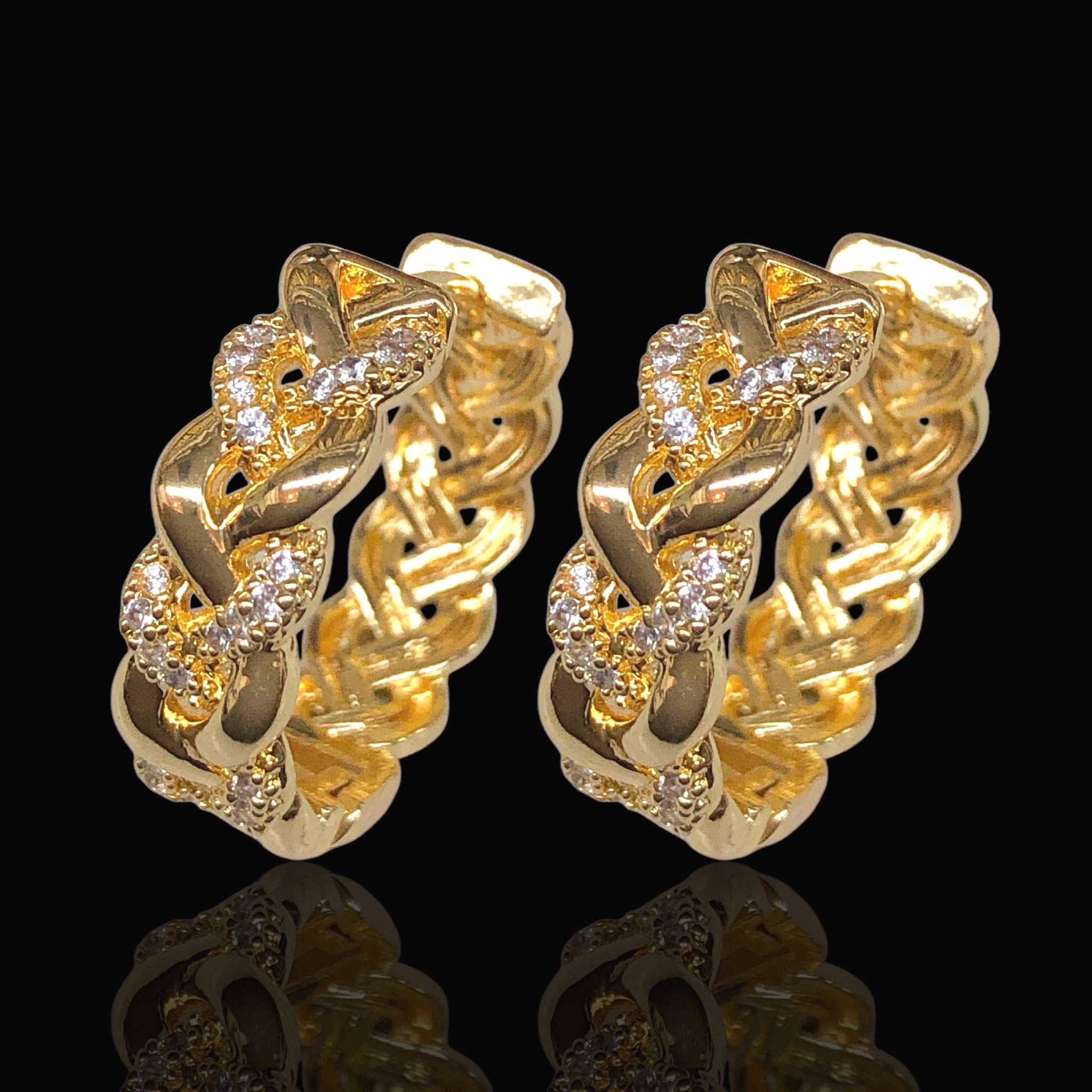 Gold Filled Oro Laminado Luxe Braided Hoop Earrings