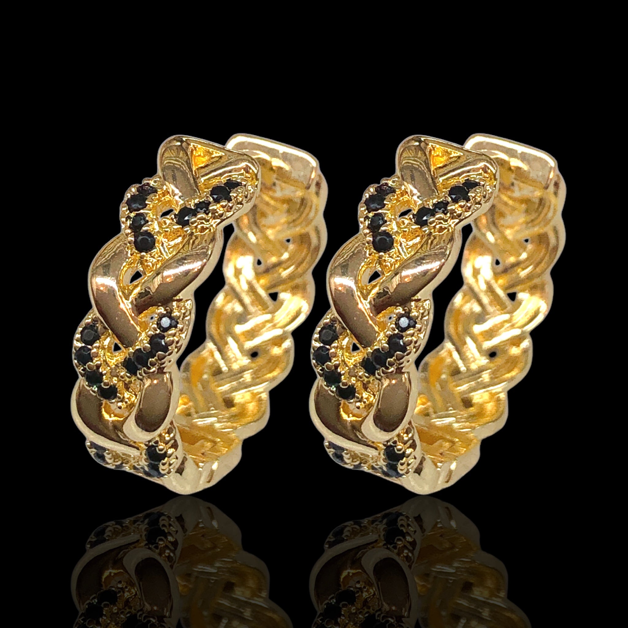 Gold Filled Oro Laminado Luxe Braided Hoop Earrings