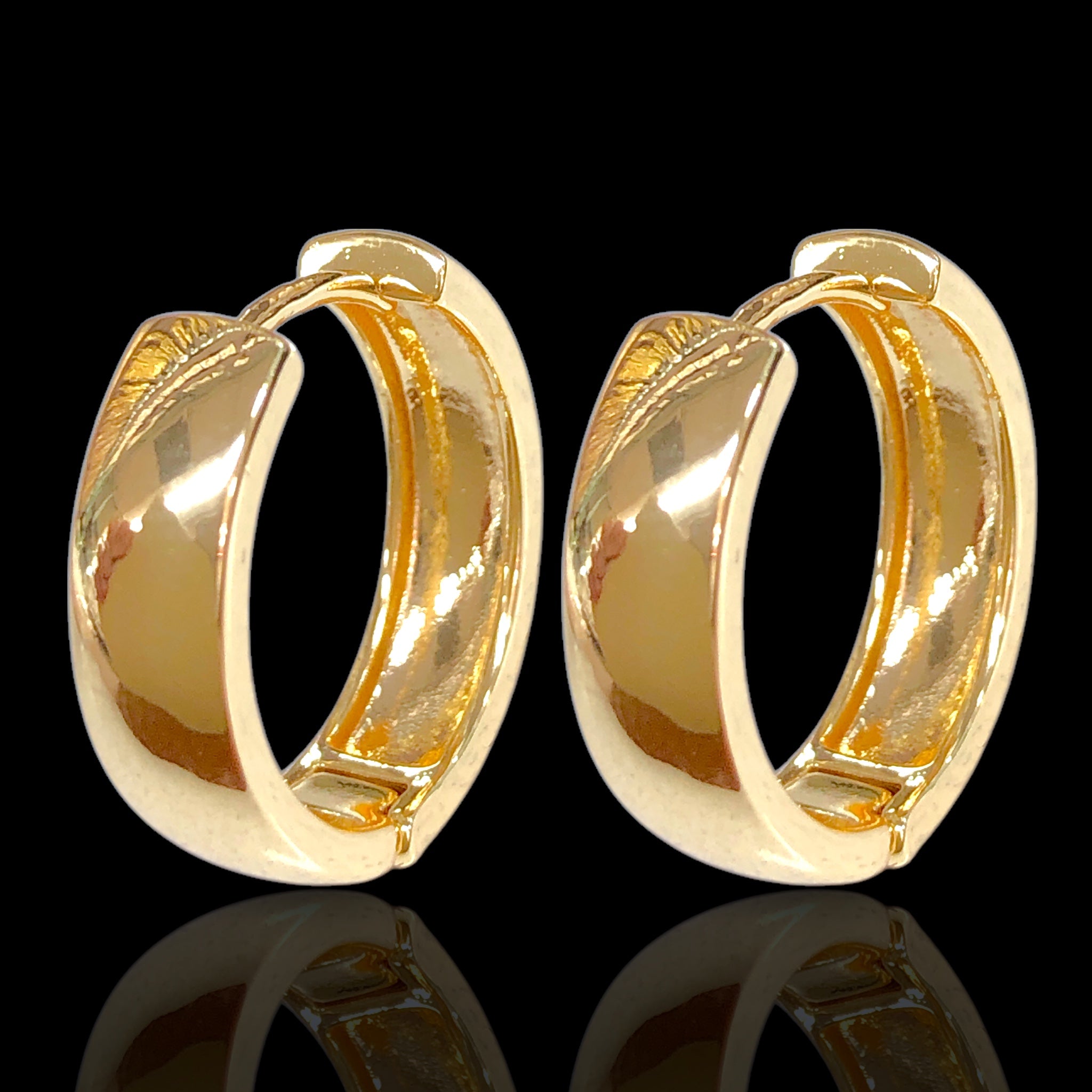 Gold Filled Oro Laminado Milano High Polish Modern Hoop Earrings