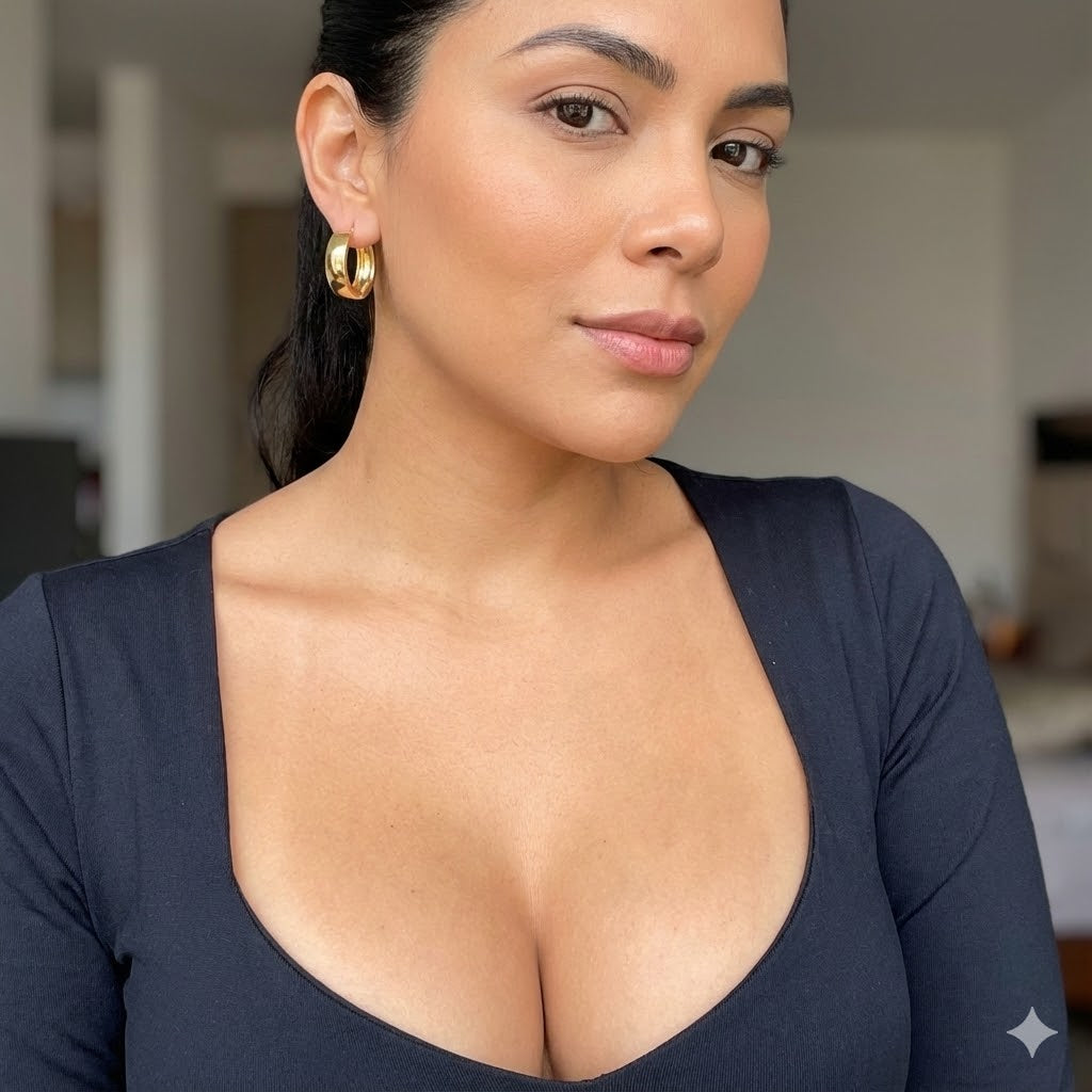 Gold Filled Oro Laminado Milano High Polish Modern Hoop Earrings