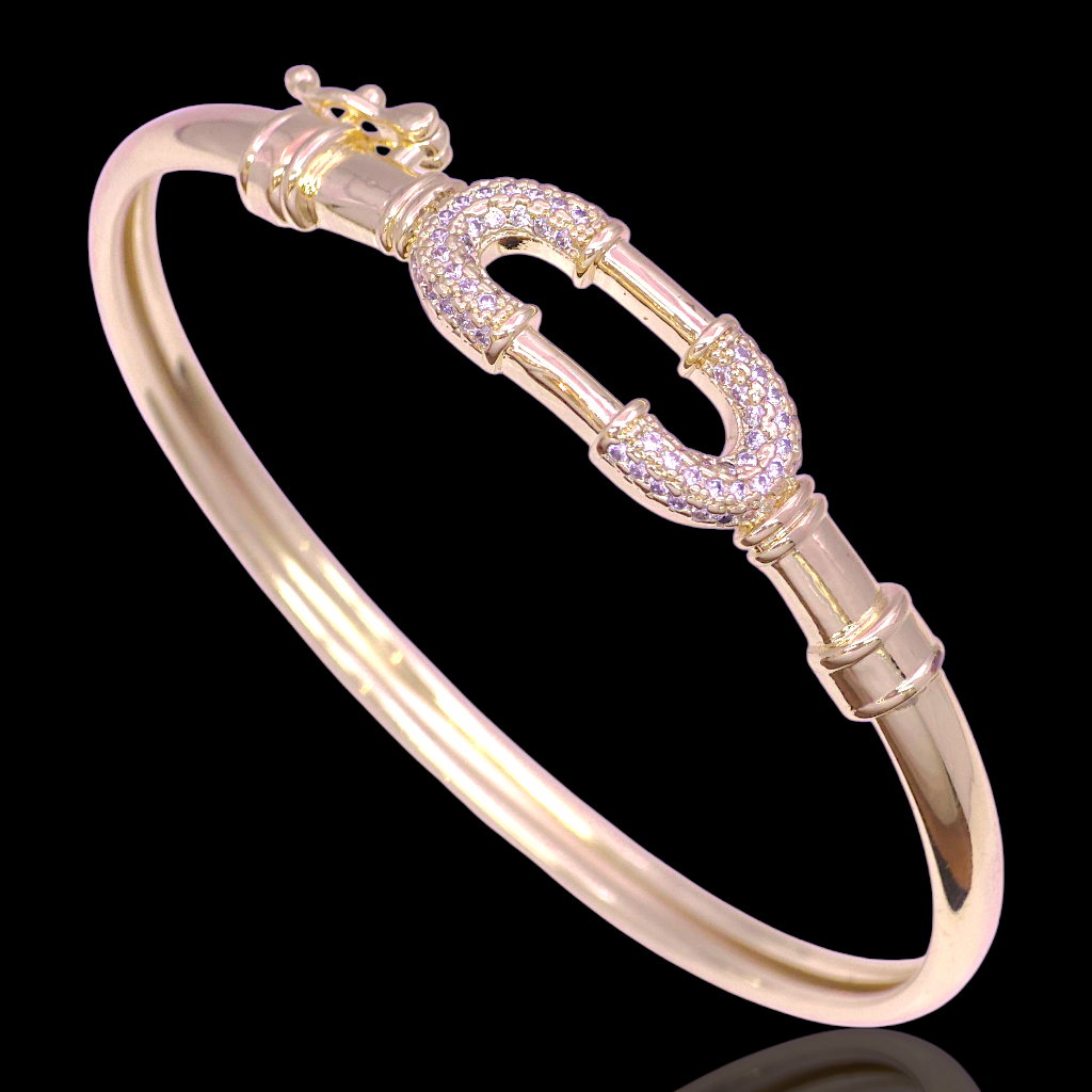 Gold Filled Oro Laminado Milano Paperclip Zirconia Bangle