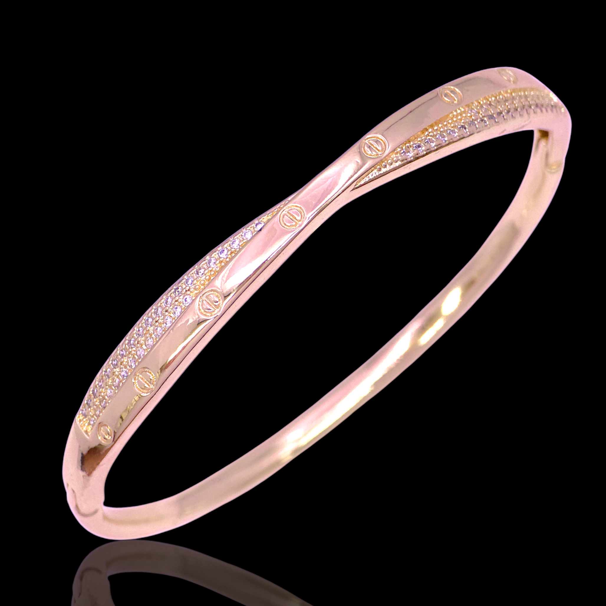 Gold Filled Oro Laminado Milano Renaissance Zirconia Bangle