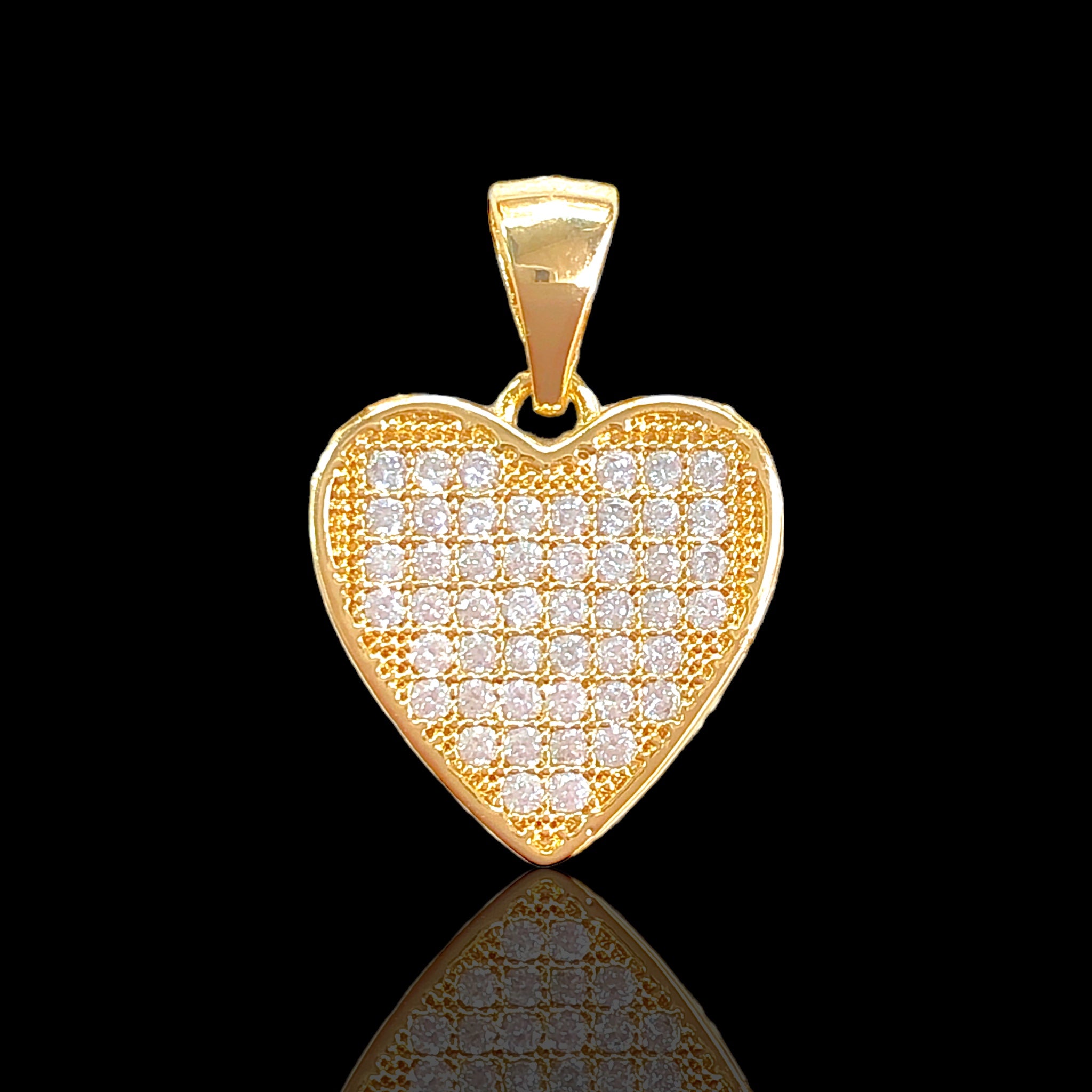 Gold Filled Oro Laminado Millennium Heart CZ Cross Pendant