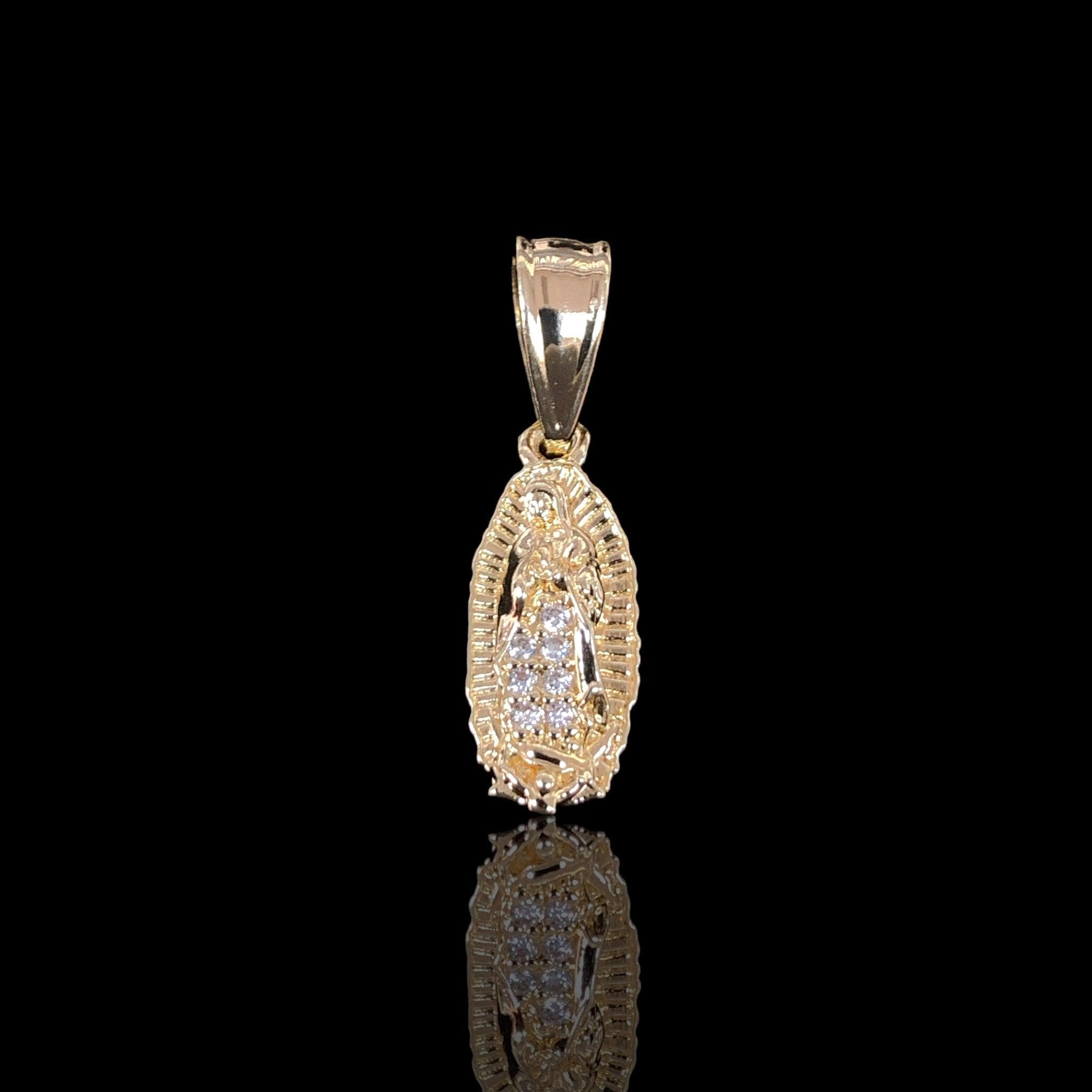 Gold Filled Oro Laminado Mini Guadalupe Zirconia Pendant