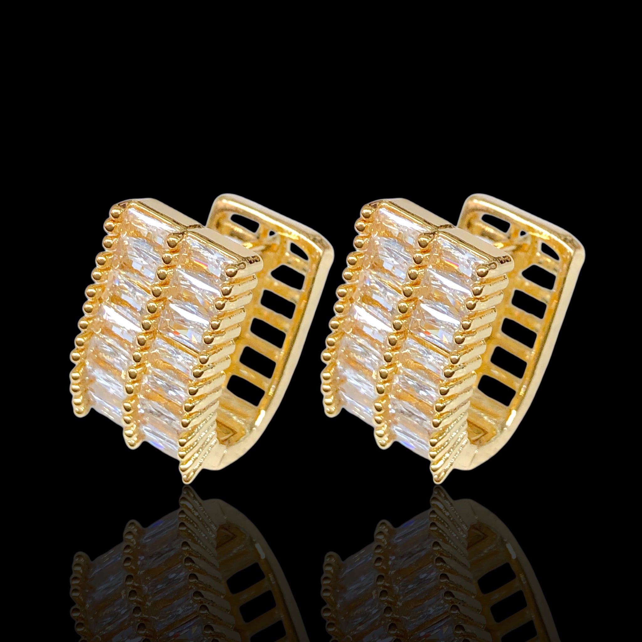Gold Filled Oro Laminado Moroccan Desert Gem Huggie Earrings