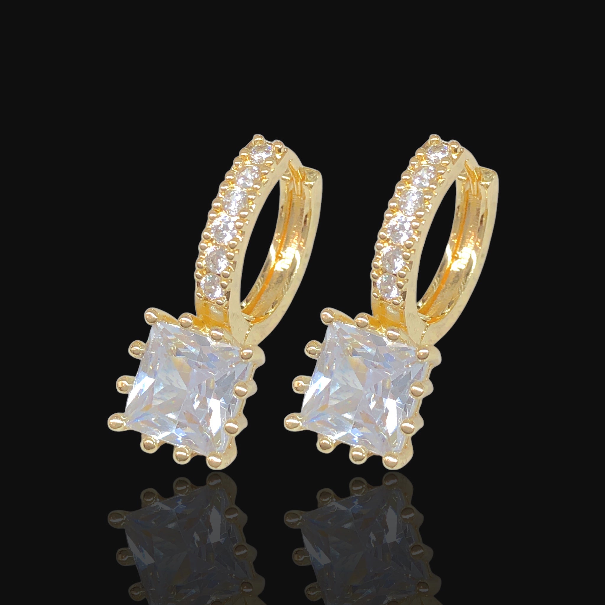 Gold Filled Oro Laminado Moroccan Gem Huggie Earrings