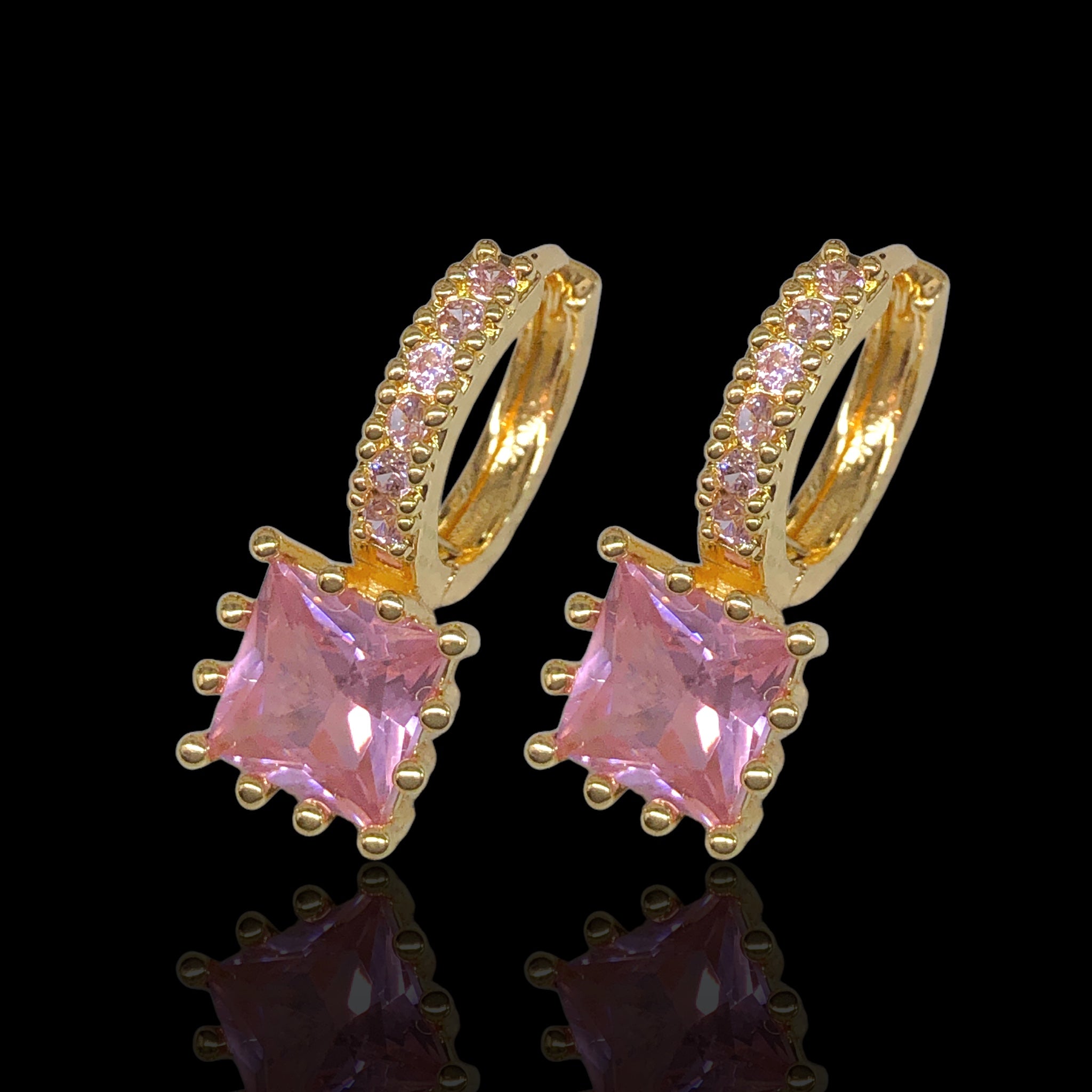 Gold Filled Oro Laminado Moroccan Gem Huggie Earrings