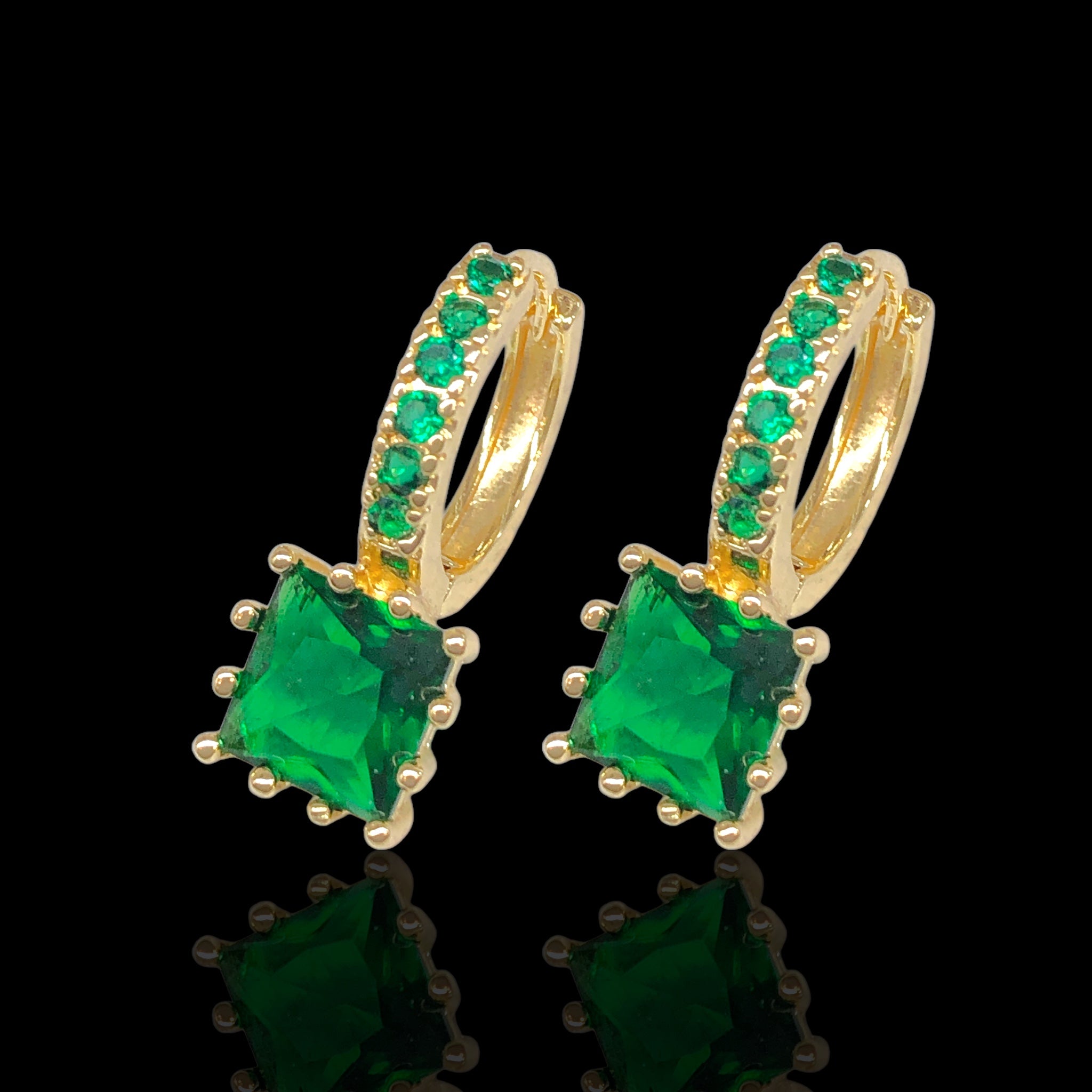 Gold Filled Oro Laminado Moroccan Gem Huggie Earrings