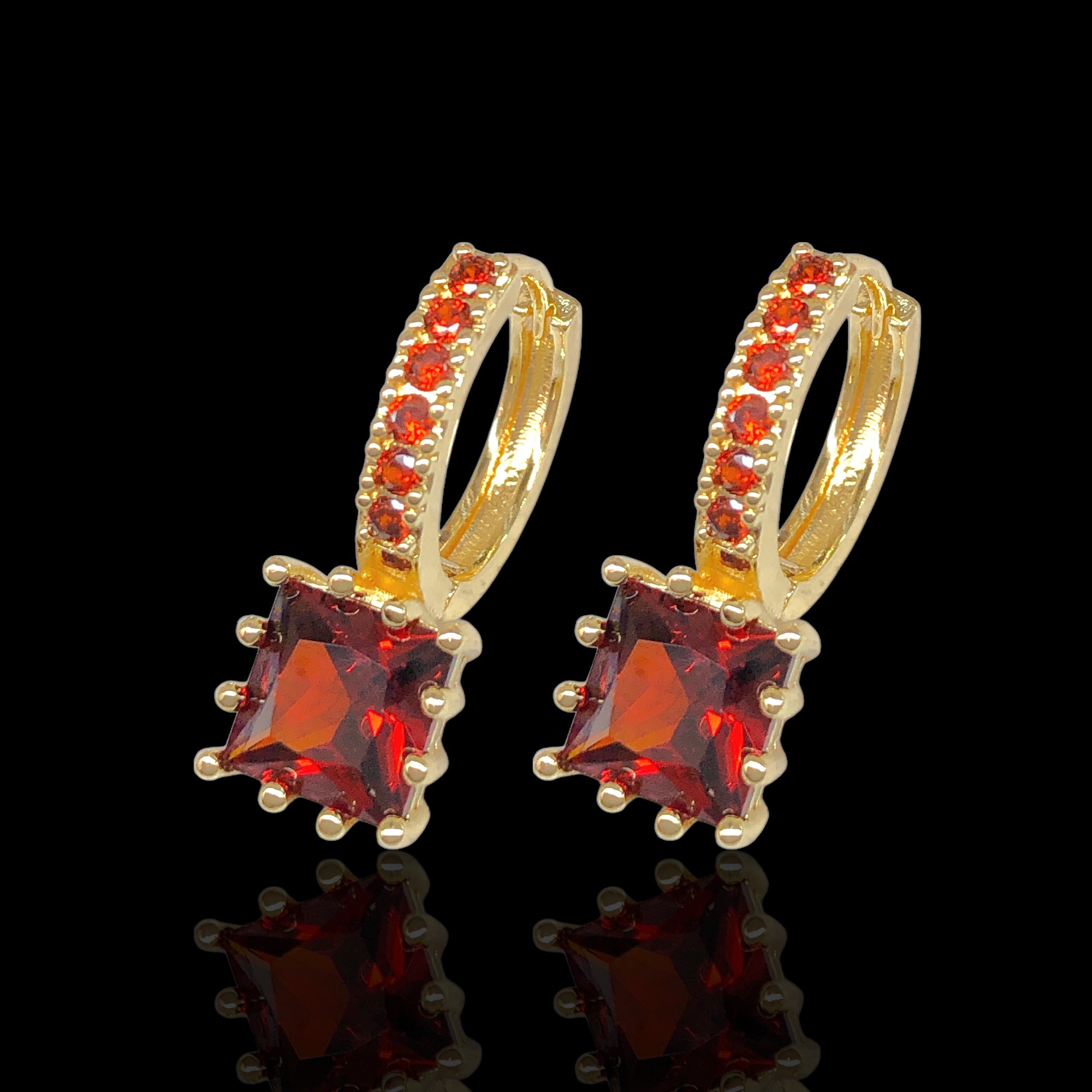 Gold Filled Oro Laminado Moroccan Gem Huggie Earrings