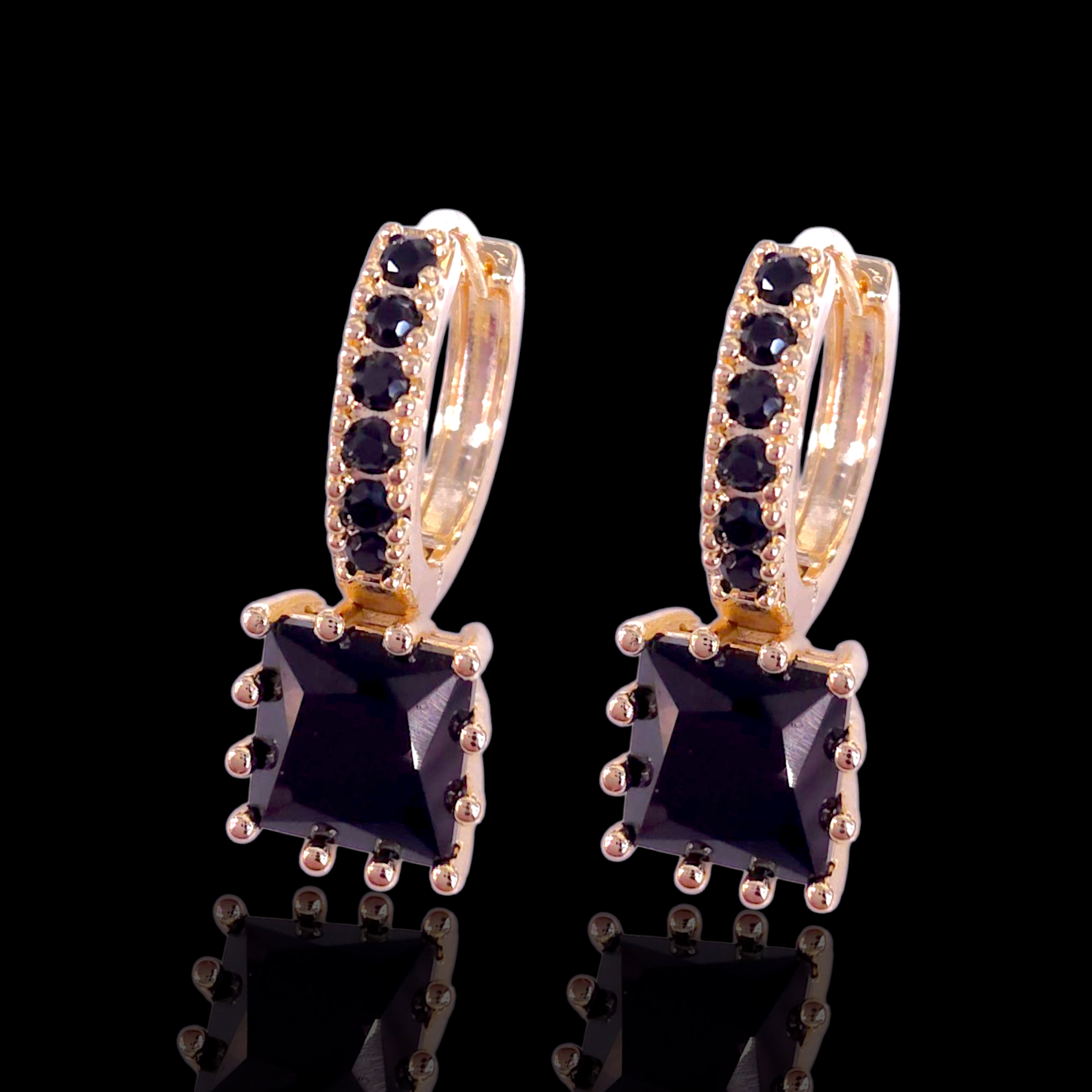 Gold Filled Oro Laminado Moroccan Gem Huggie Earrings
