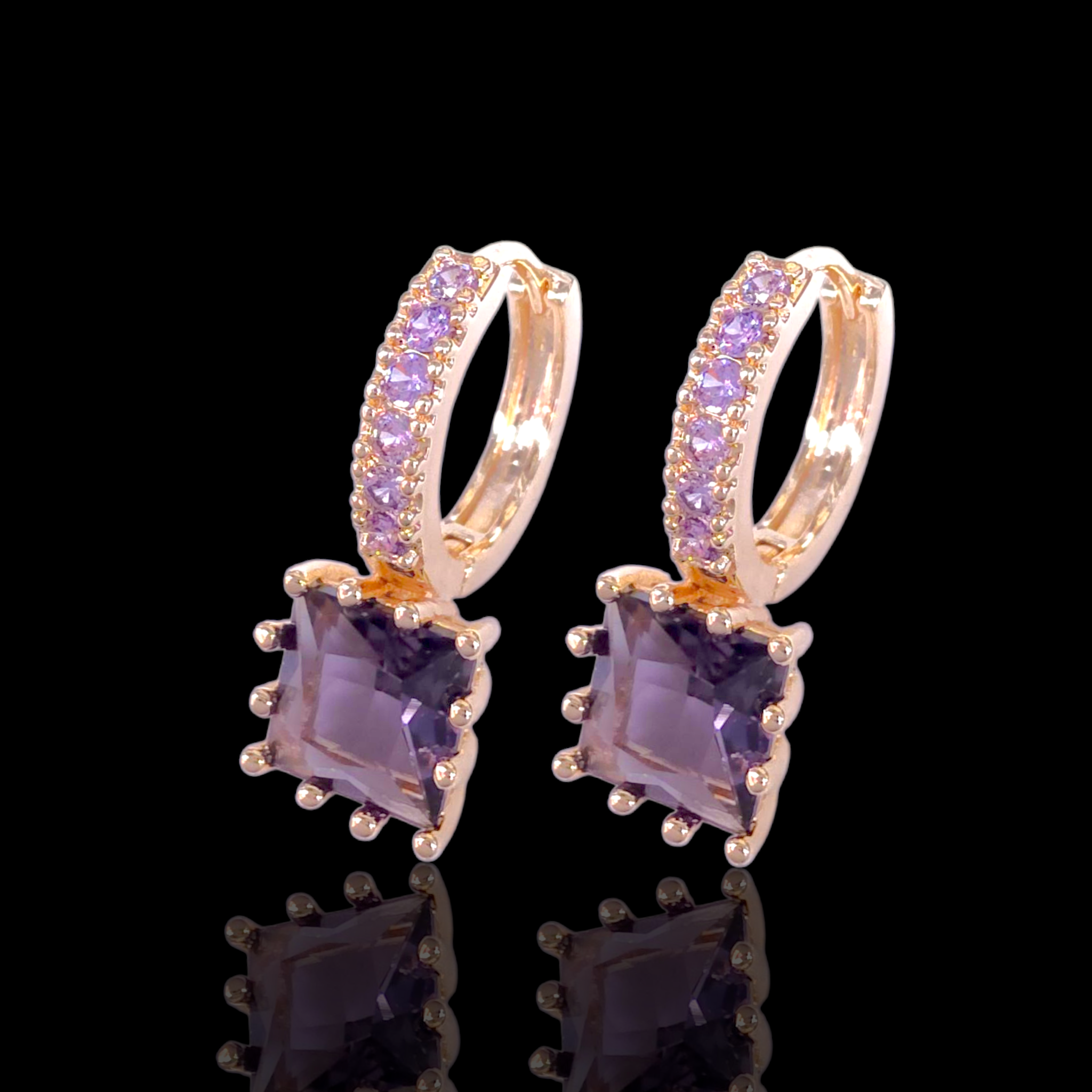 Gold Filled Oro Laminado Moroccan Gem Huggie Earrings