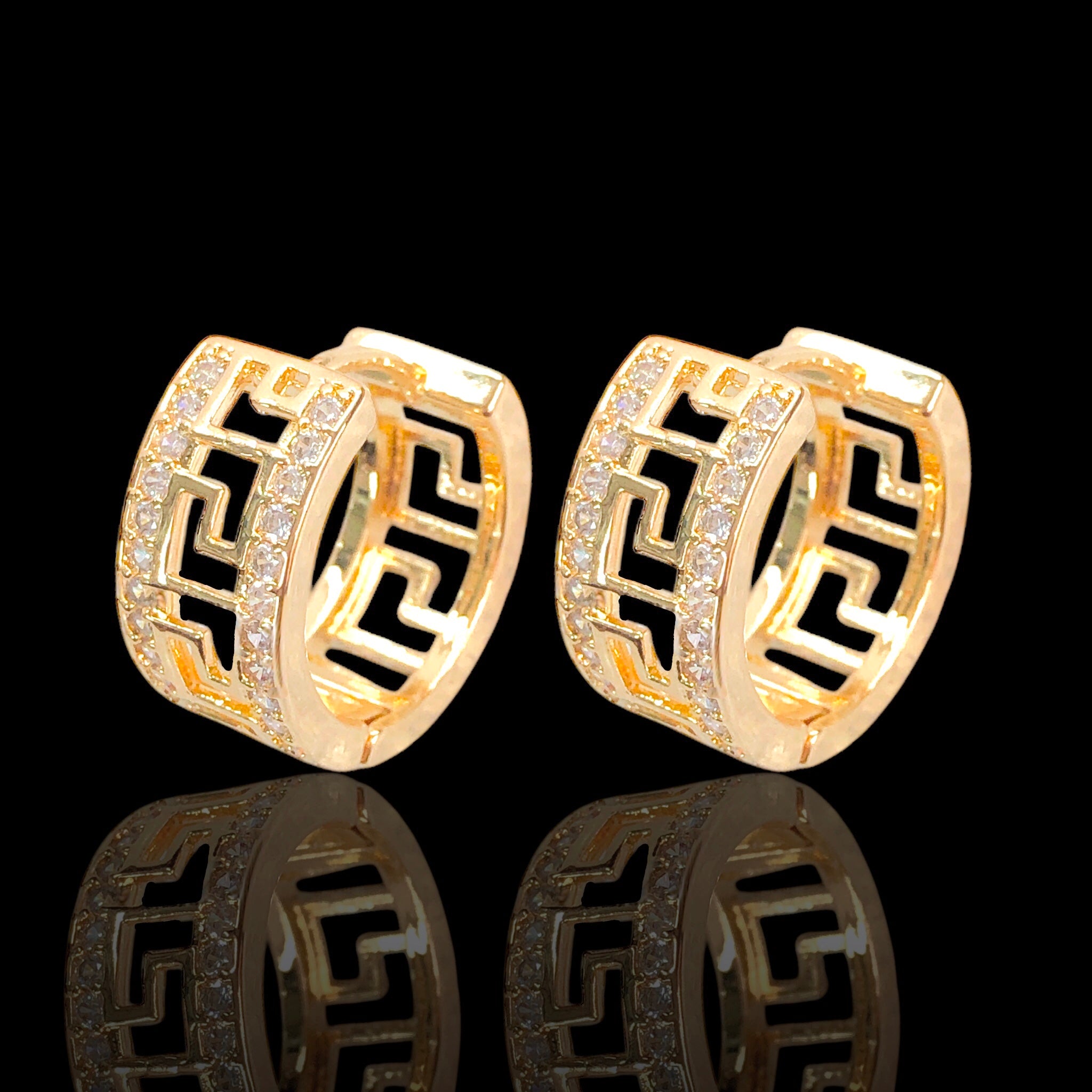Gold Filled Oro Laminado Moroccan Mosaics Zirconia Earrings