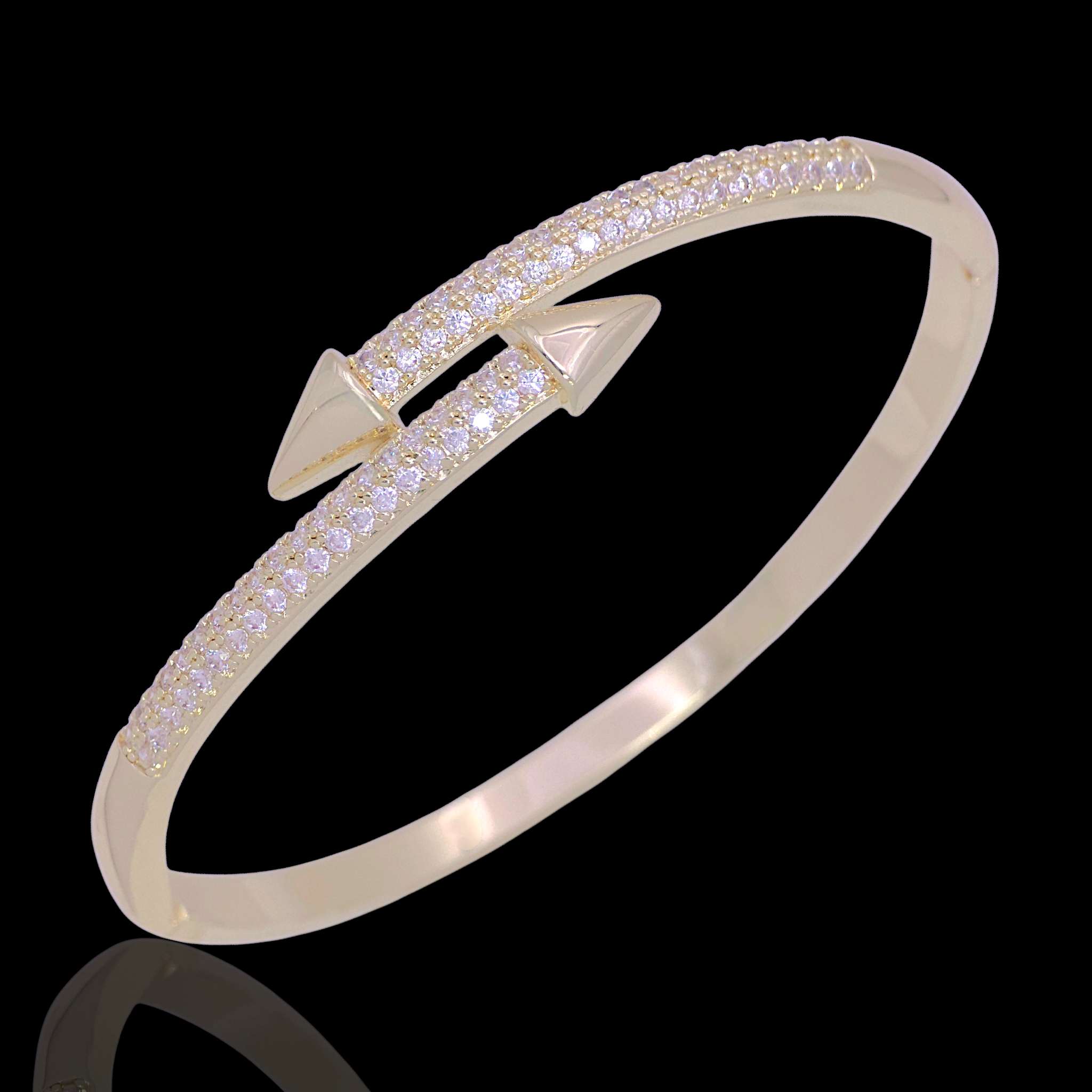 Gold Filled Oro Laminado Nordic Arrow Zirconia Bangle