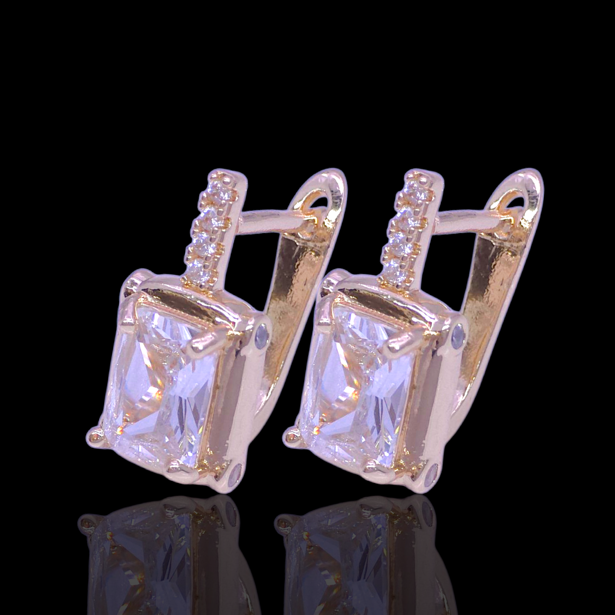 Gold Filled Oro Laminado Nordic Crystalline Huggie Earrings
