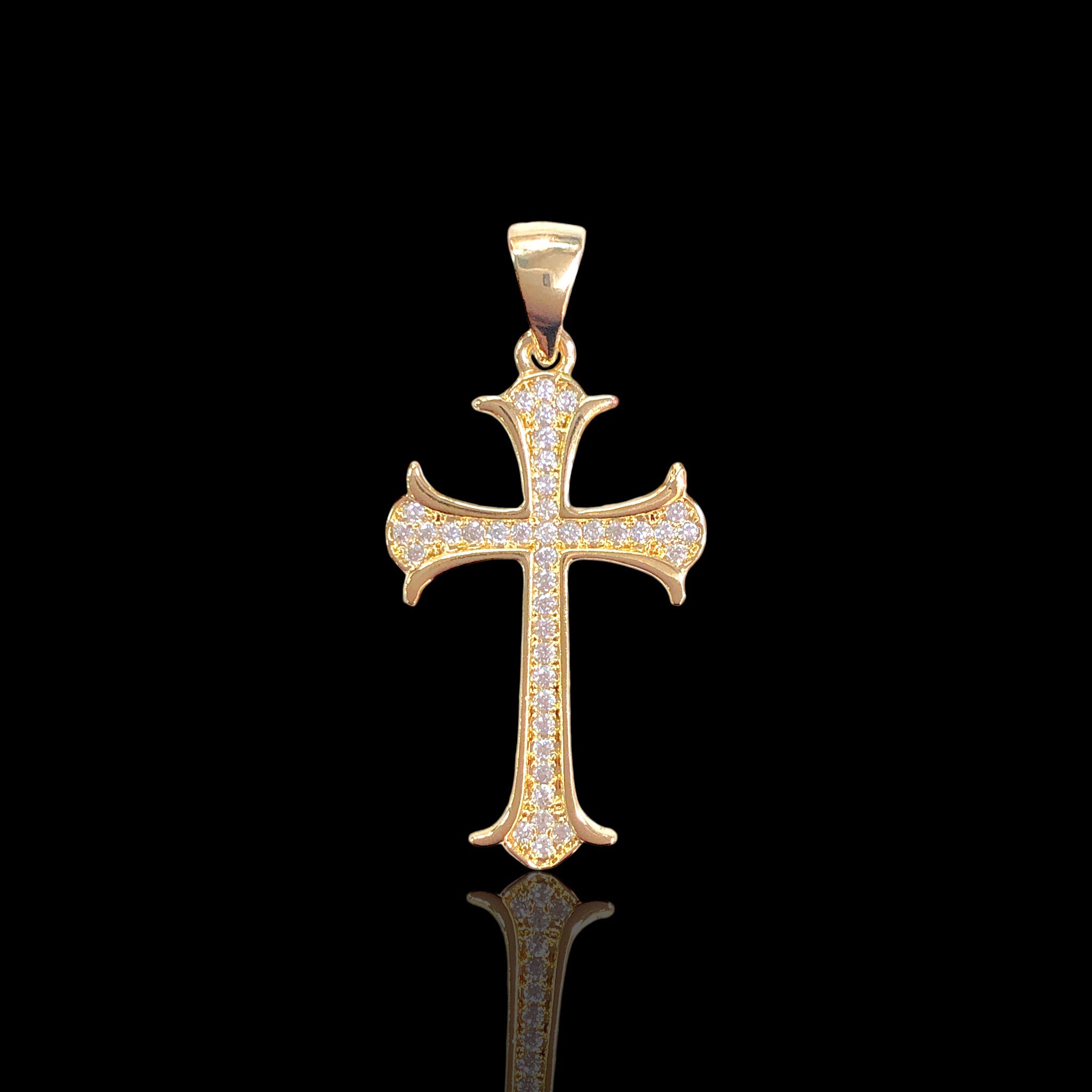Gold Filled Oro Laminado Norwegian CZ Cross Pendant
