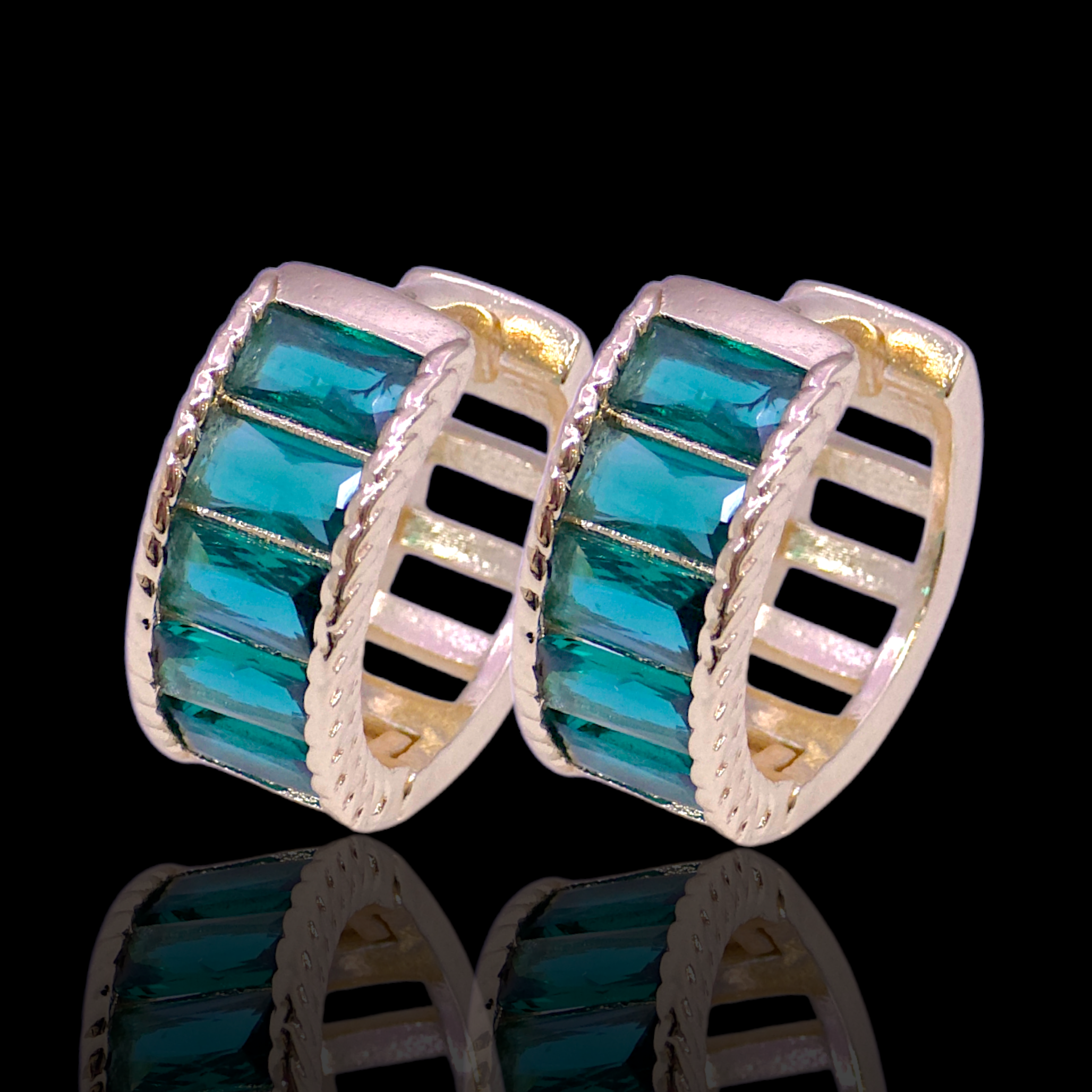 Gold Filled Oro Laminado Oceanic Gem Zirconia Earrings