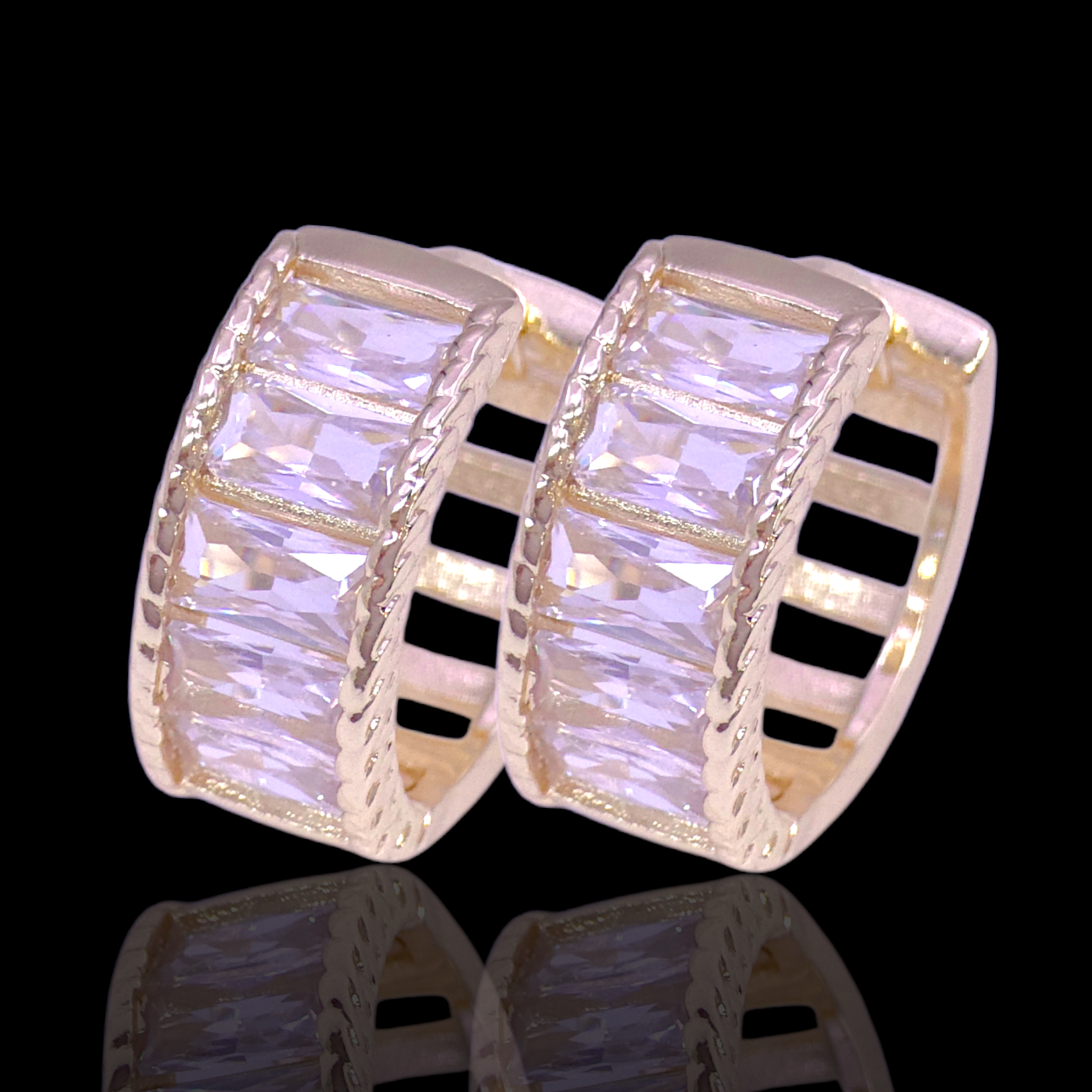 Gold Filled Oro Laminado Oceanic Gem Zirconia Earrings