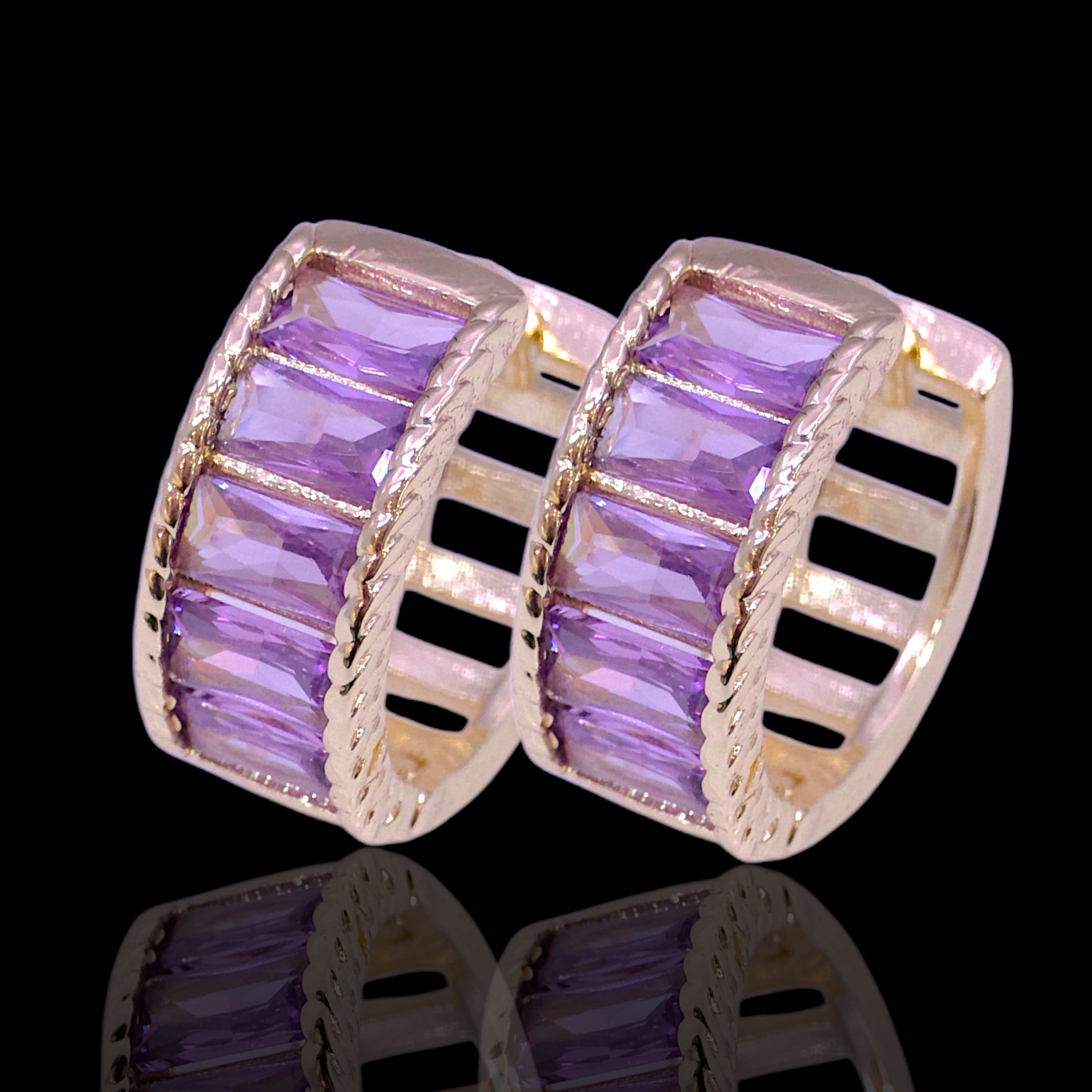 Gold Filled Oro Laminado Oceanic Gem Zirconia Earrings