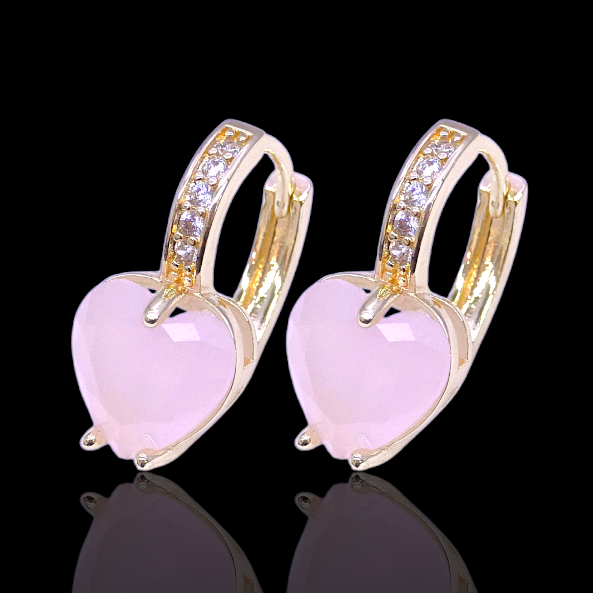Gold Filled Oro Laminado Oceanic Heart Zirconia Earrings