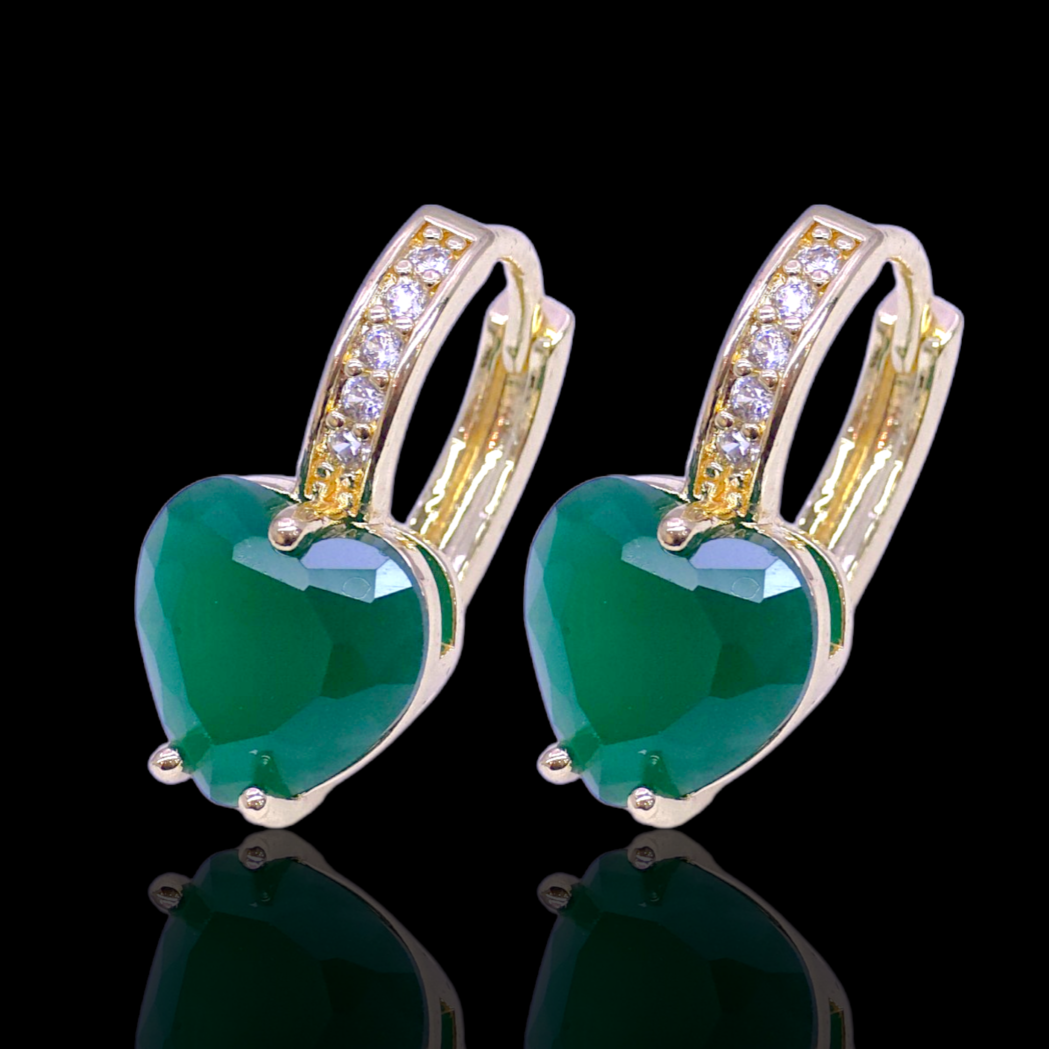 Gold Filled Oro Laminado Oceanic Heart Zirconia Earrings