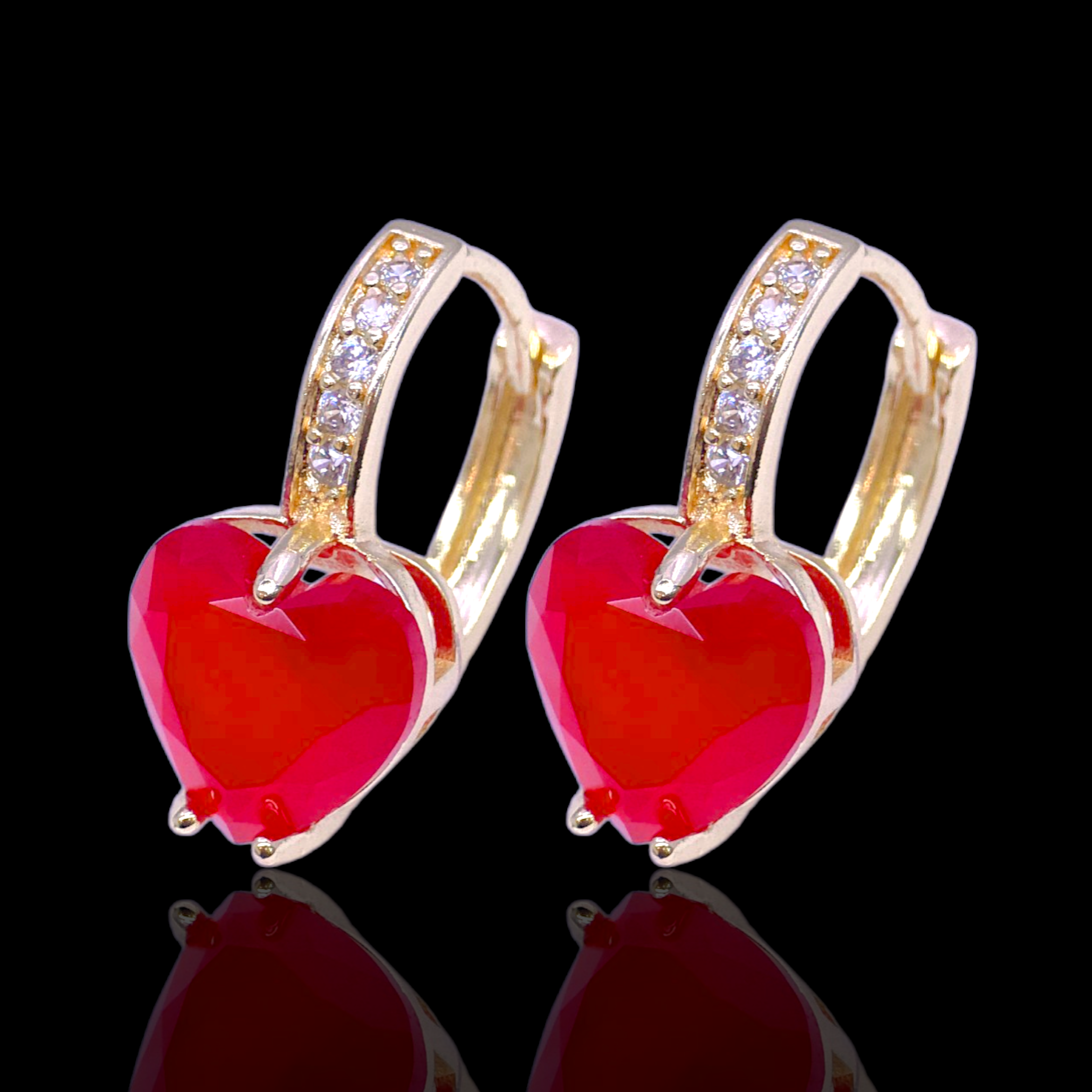 Gold Filled Oro Laminado Oceanic Heart Zirconia Earrings
