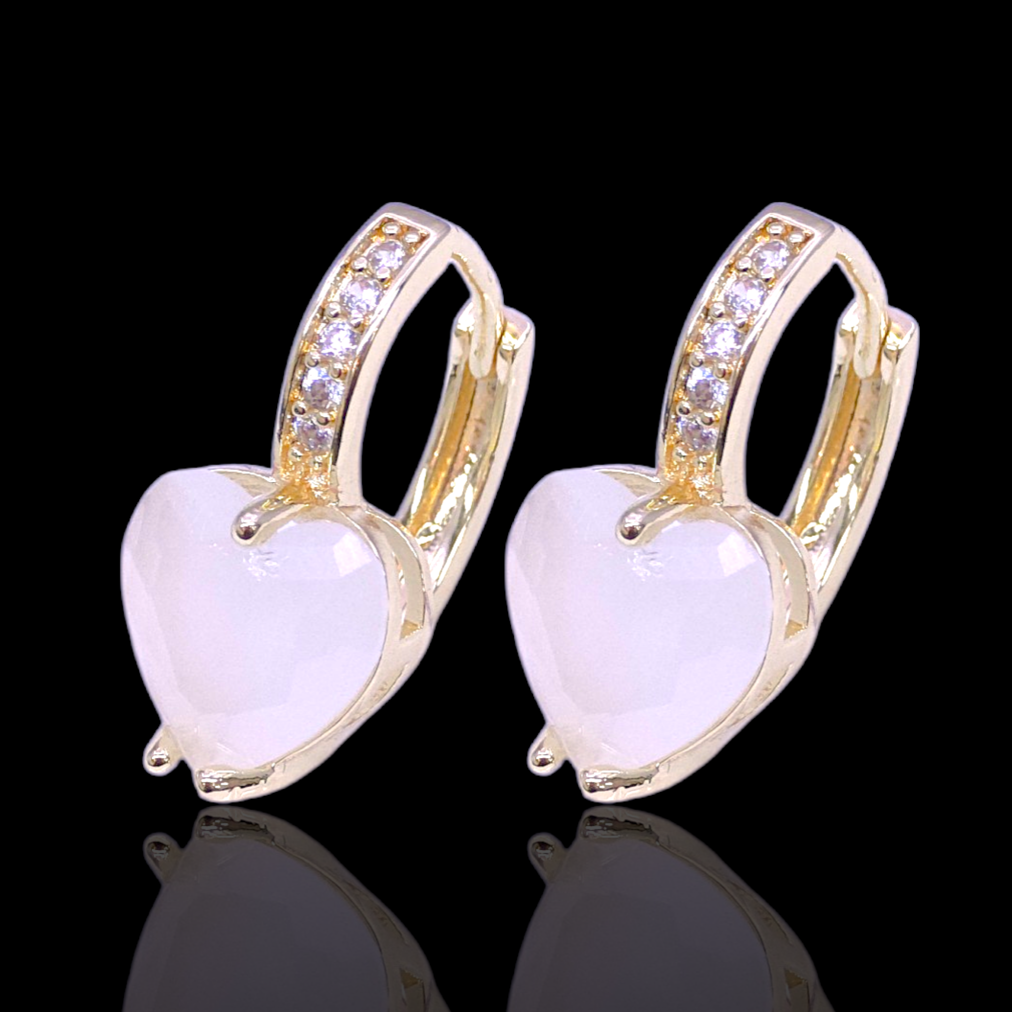 Gold Filled Oro Laminado Oceanic Heart Zirconia Earrings