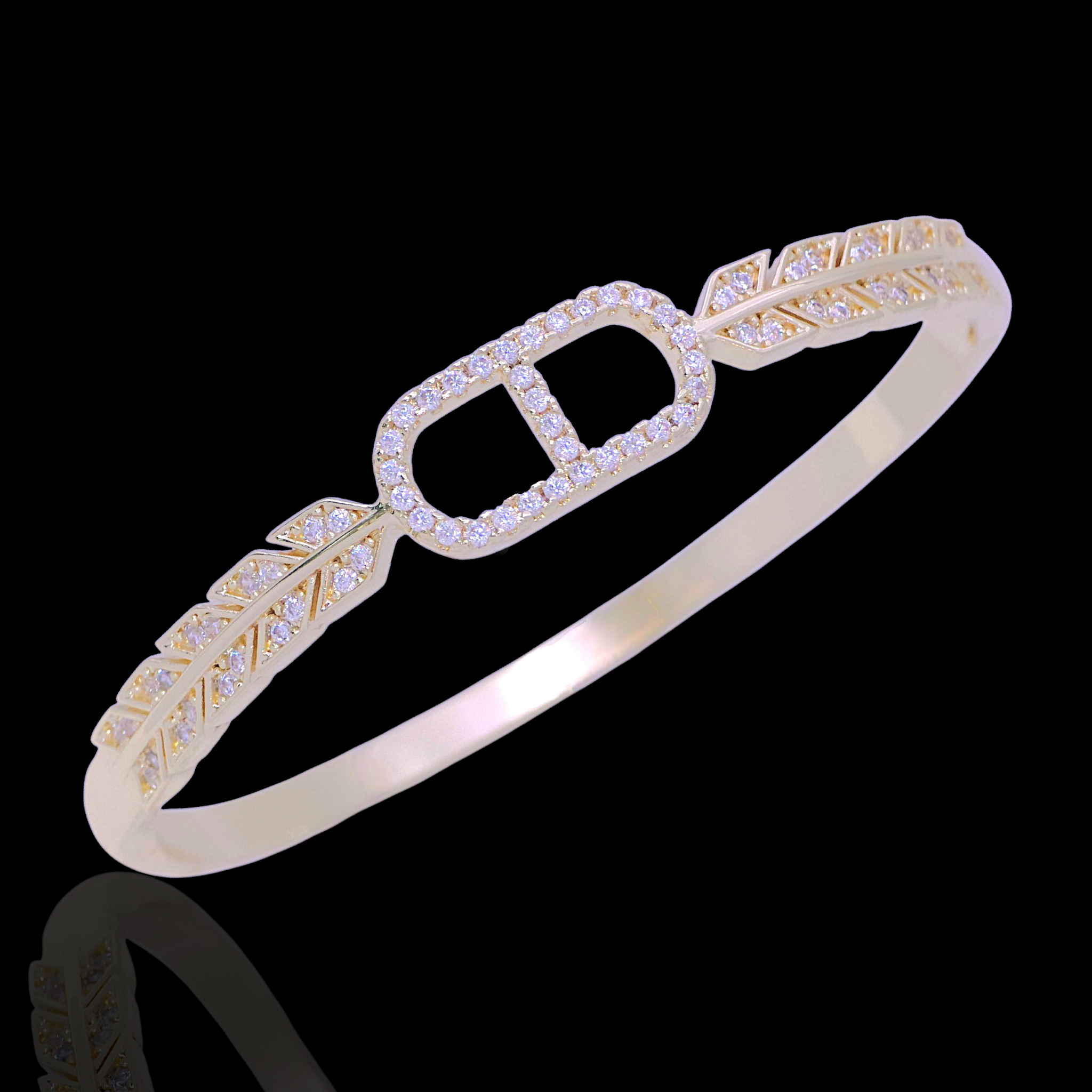 Gold Filled Oro Laminado Olympic Wreath Crown CZ Bangle